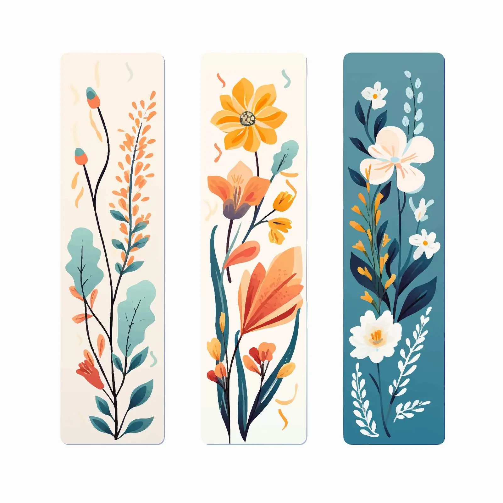 Abstract Floral Bookmark Set Designs — free download from Dotvec