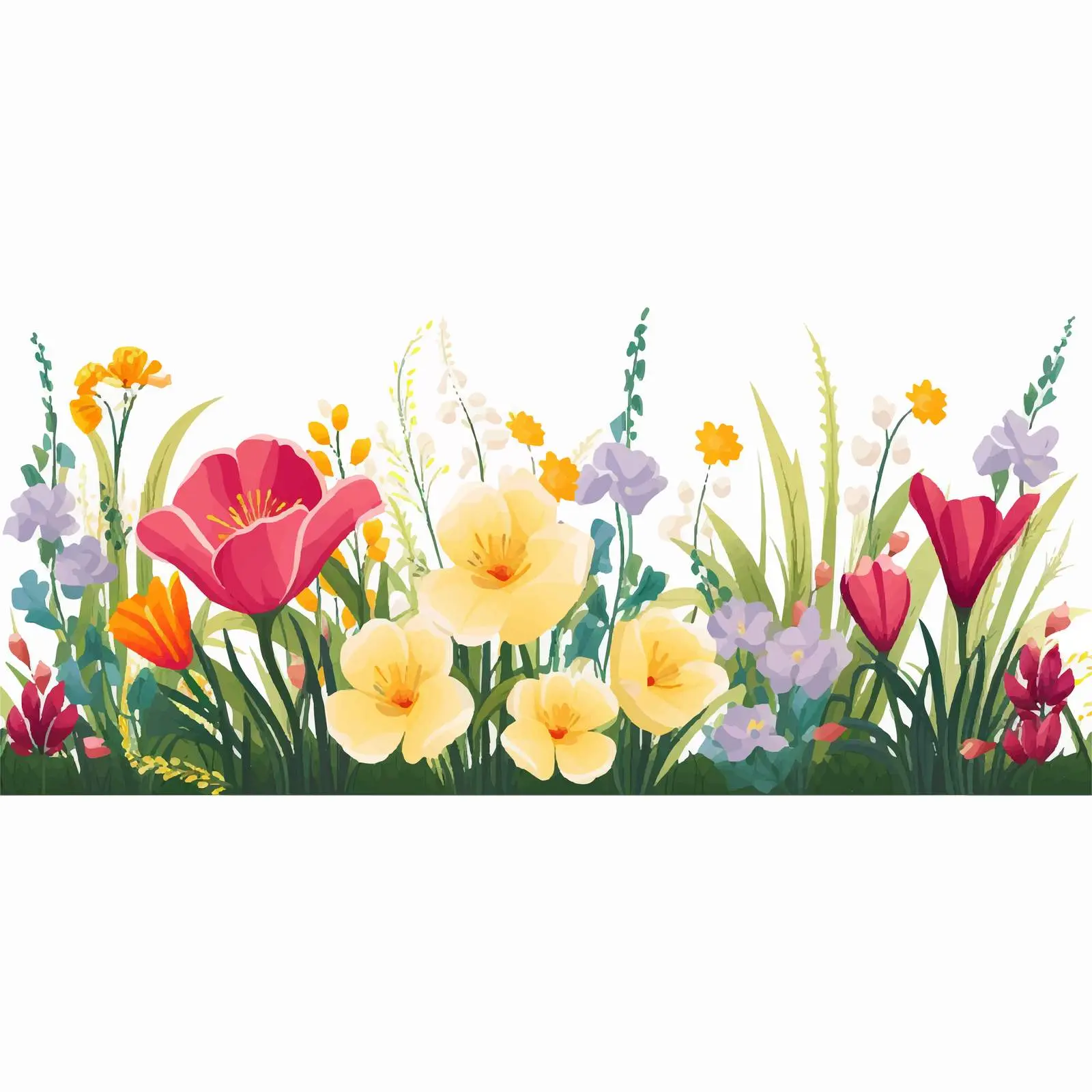 Blossomed Summer Flowers Floral Border Decoration — free download from Dotvec