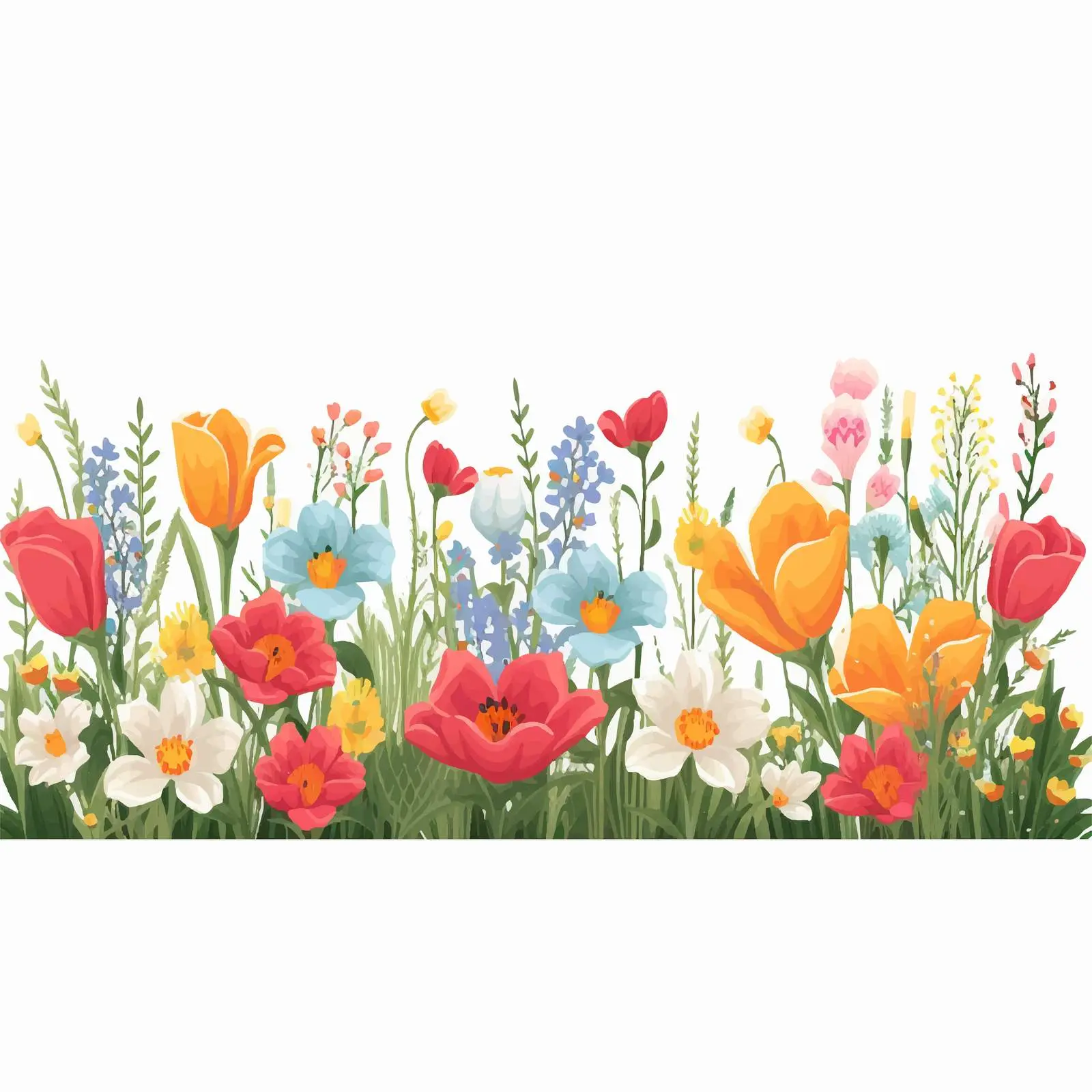 Vibrant Floral Border with Summer Flowers — free download from Dotvec