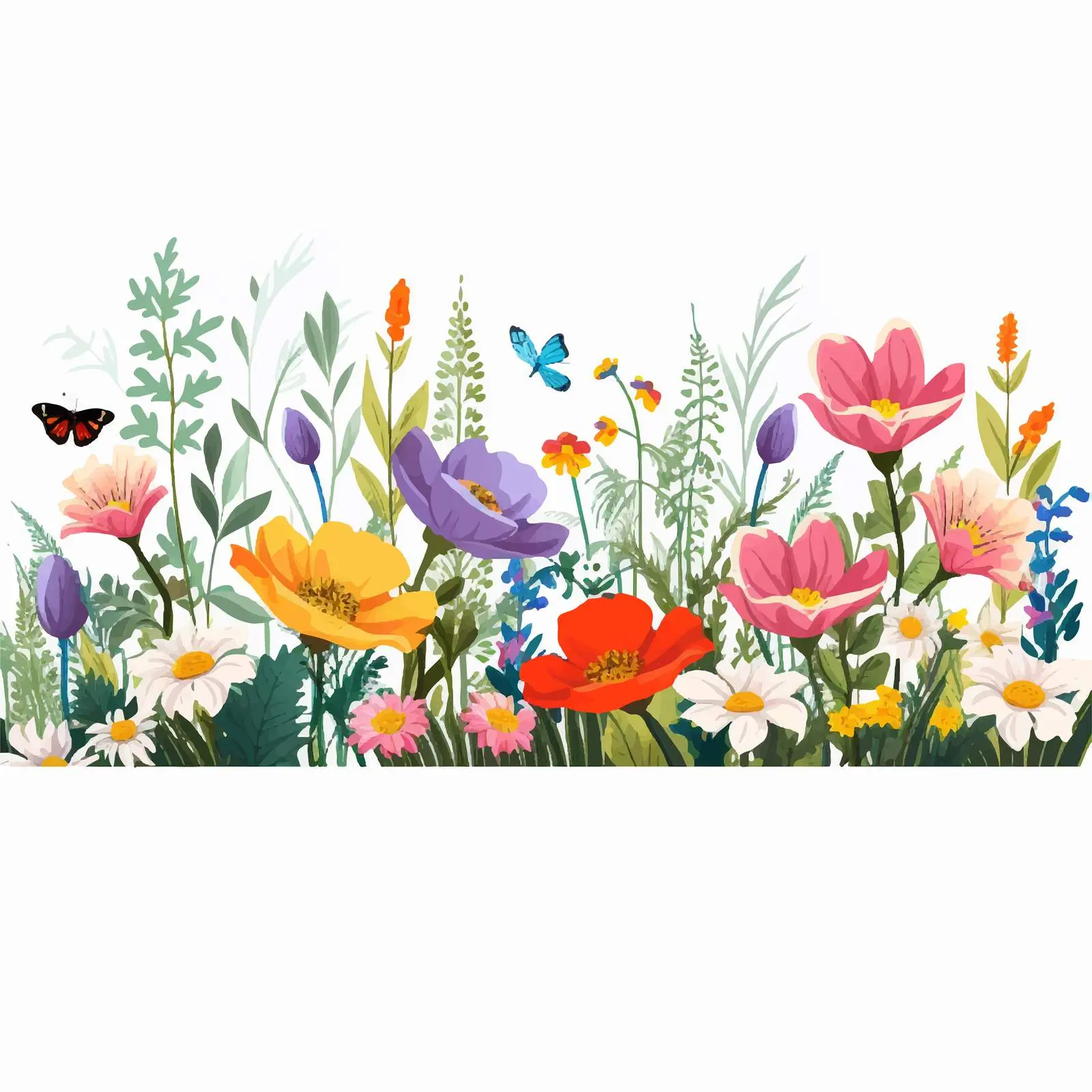Floral Border Decoration with Summer Flowers – free native plants image from Dotvec