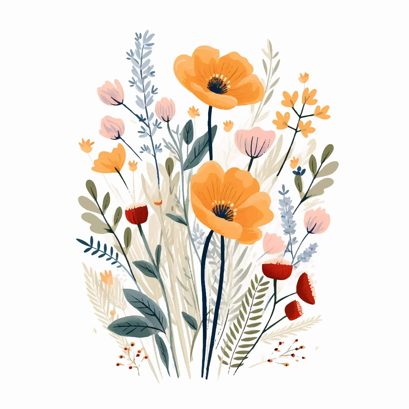 Beautiful Floral Card Design with Summer Flowers — free download from Dotvec