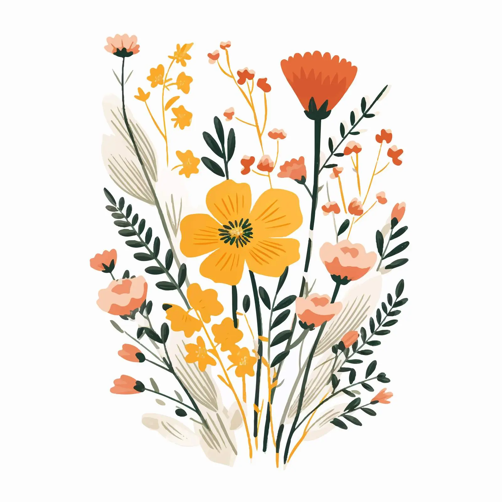 Delicate Floral Card Design with Summer Flowers — free download from Dotvec