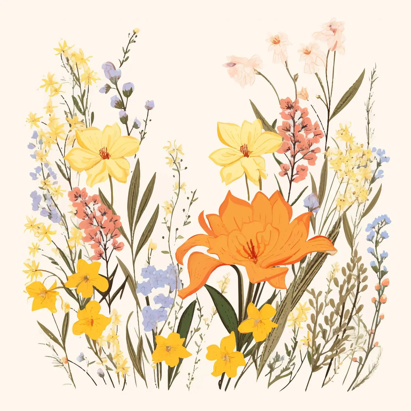 Floral Card Design with Botanical Blossoms — free download from Dotvec