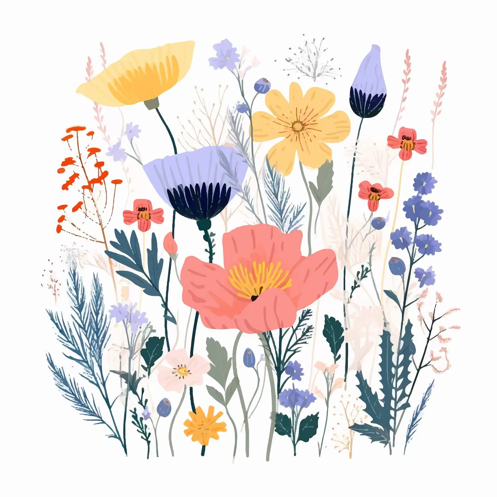 Floral Card Design with Flower Blossoms – free botanical background image from Dotvec