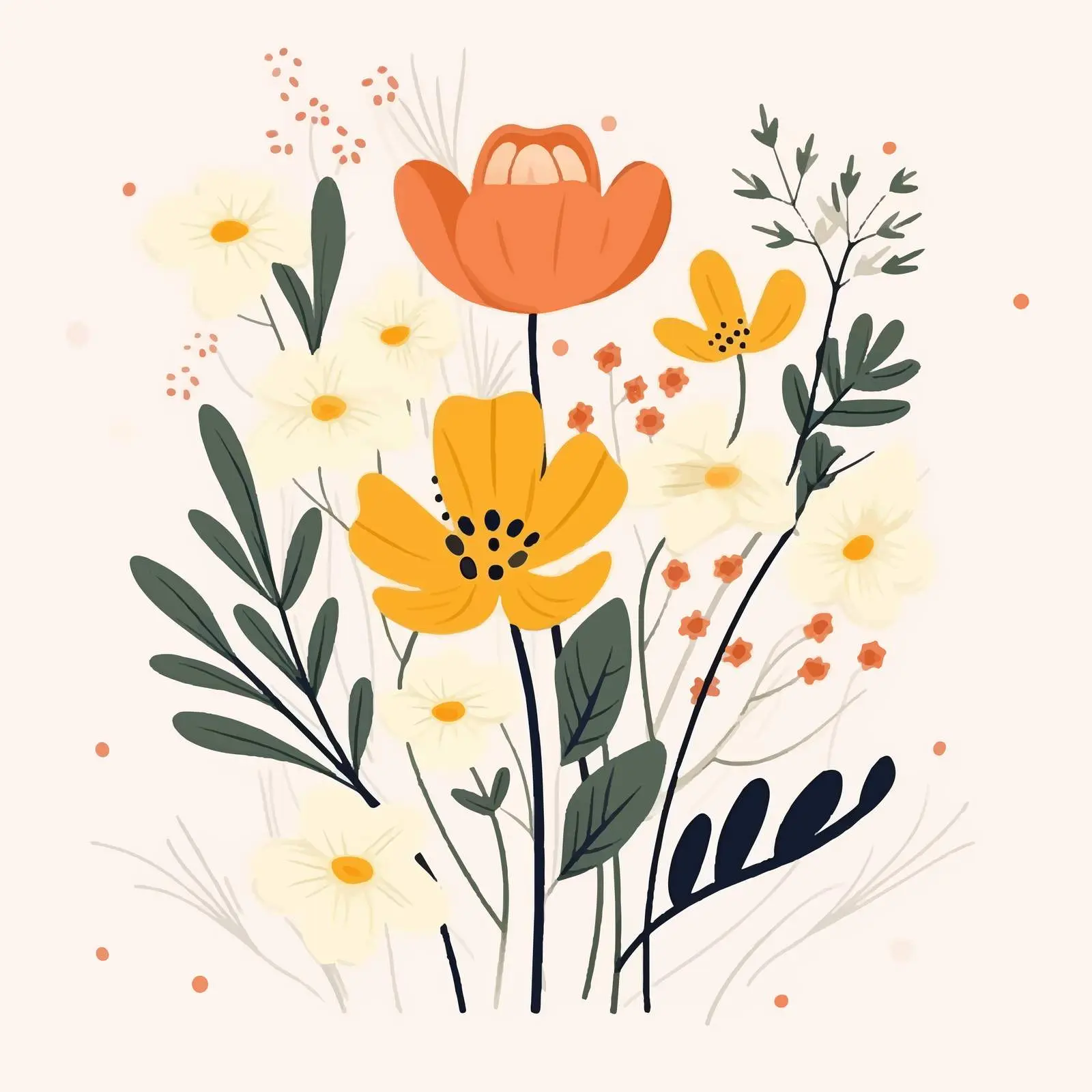 Abstract Spring Floral Card with Leaves — free download from Dotvec