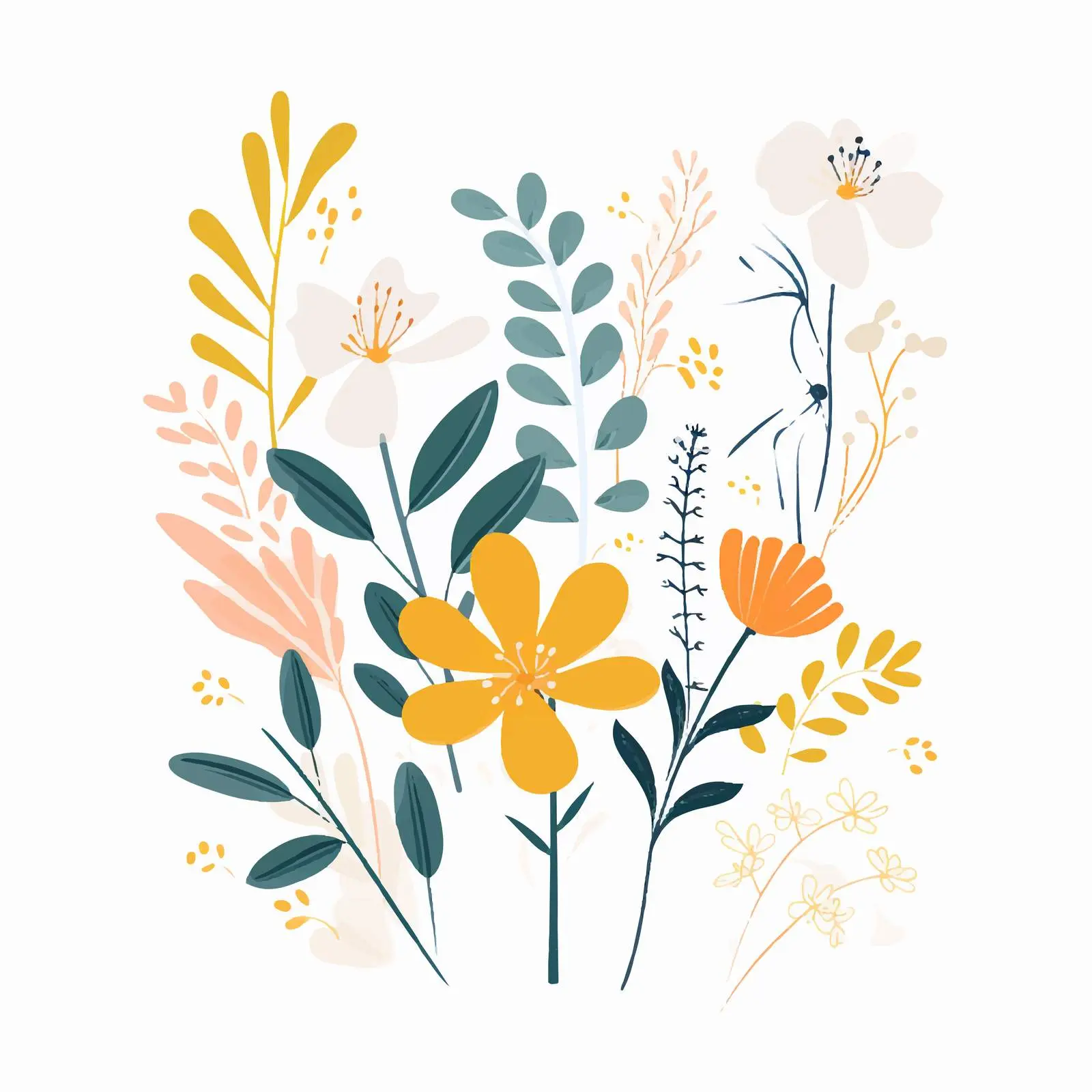 Spring Floral Card with Abstract Leaf Design — free download from Dotvec