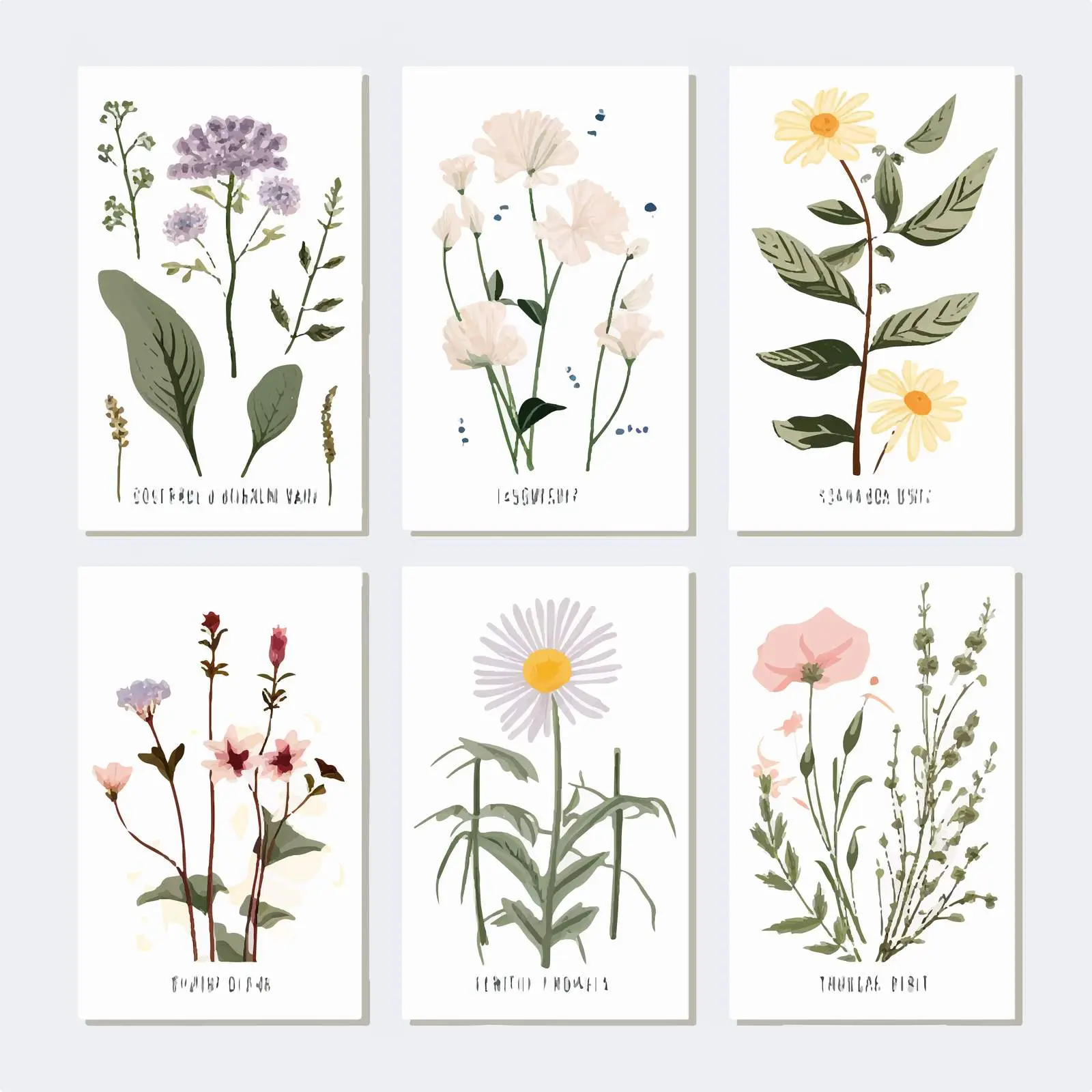 Floral Botanical Posters with Field Flowers and Herbs — free download from Dotvec