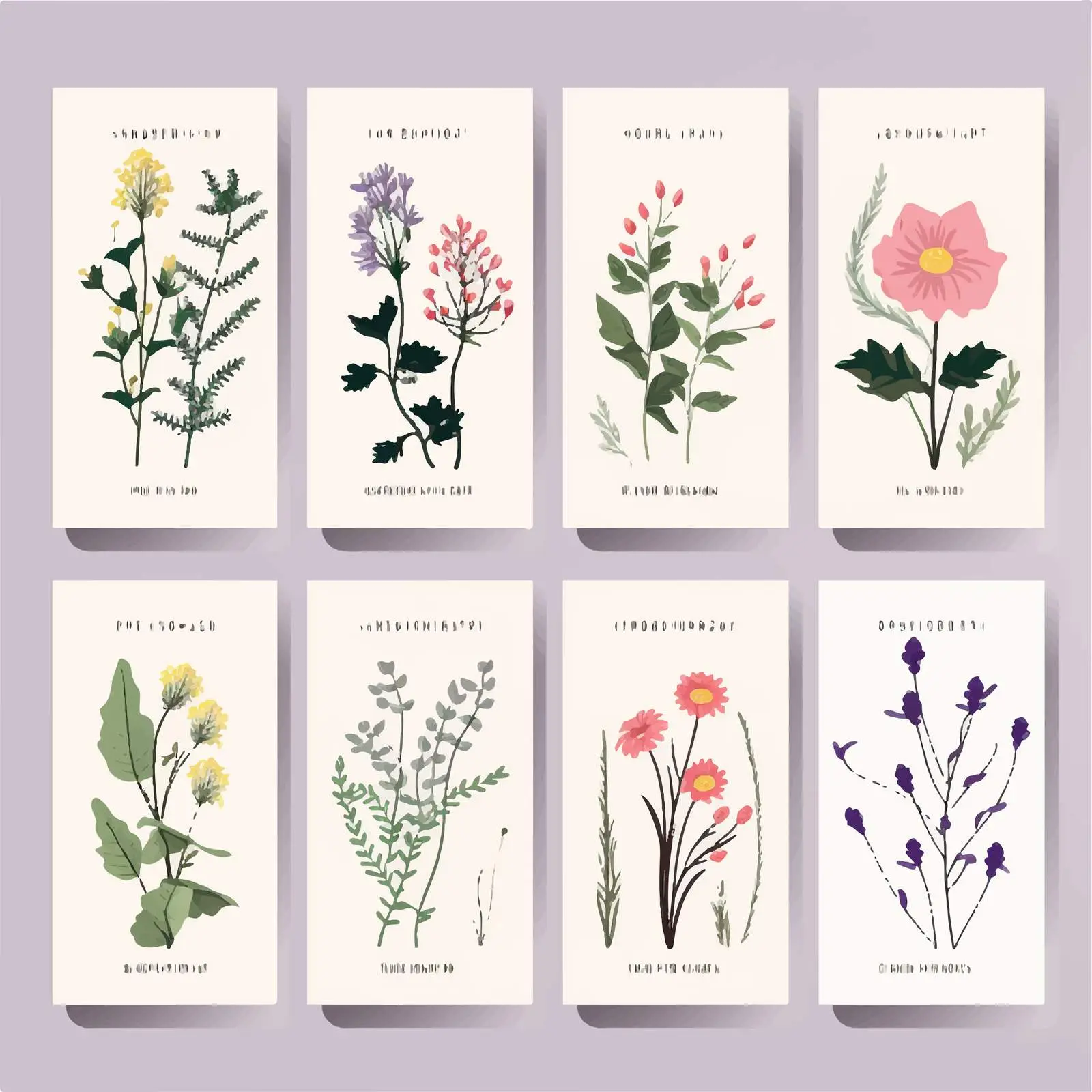 Botanical Floral Cards and Posters Set — free download from Dotvec