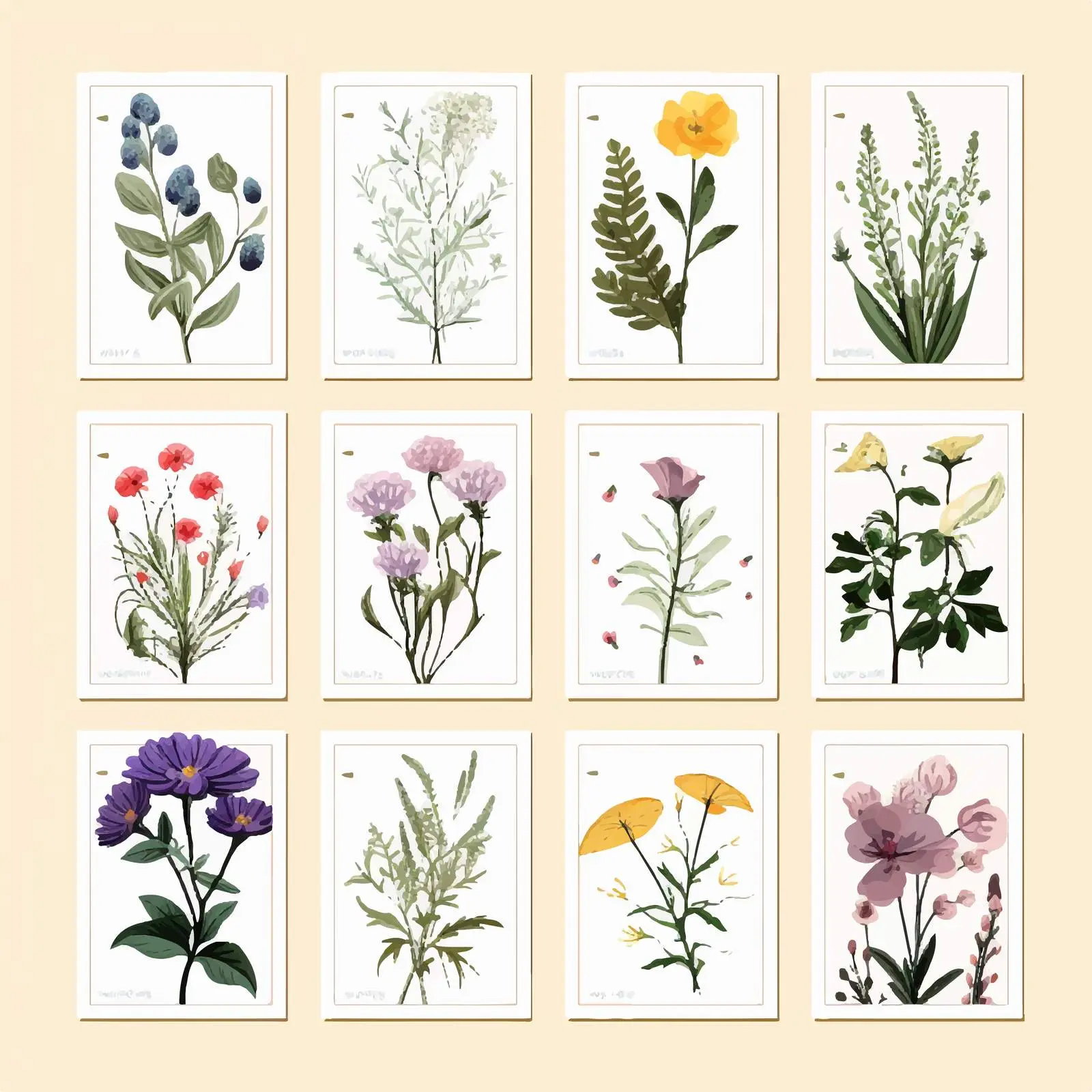 Botanical Floral Cards and Posters with Field Flowers — free download from Dotvec