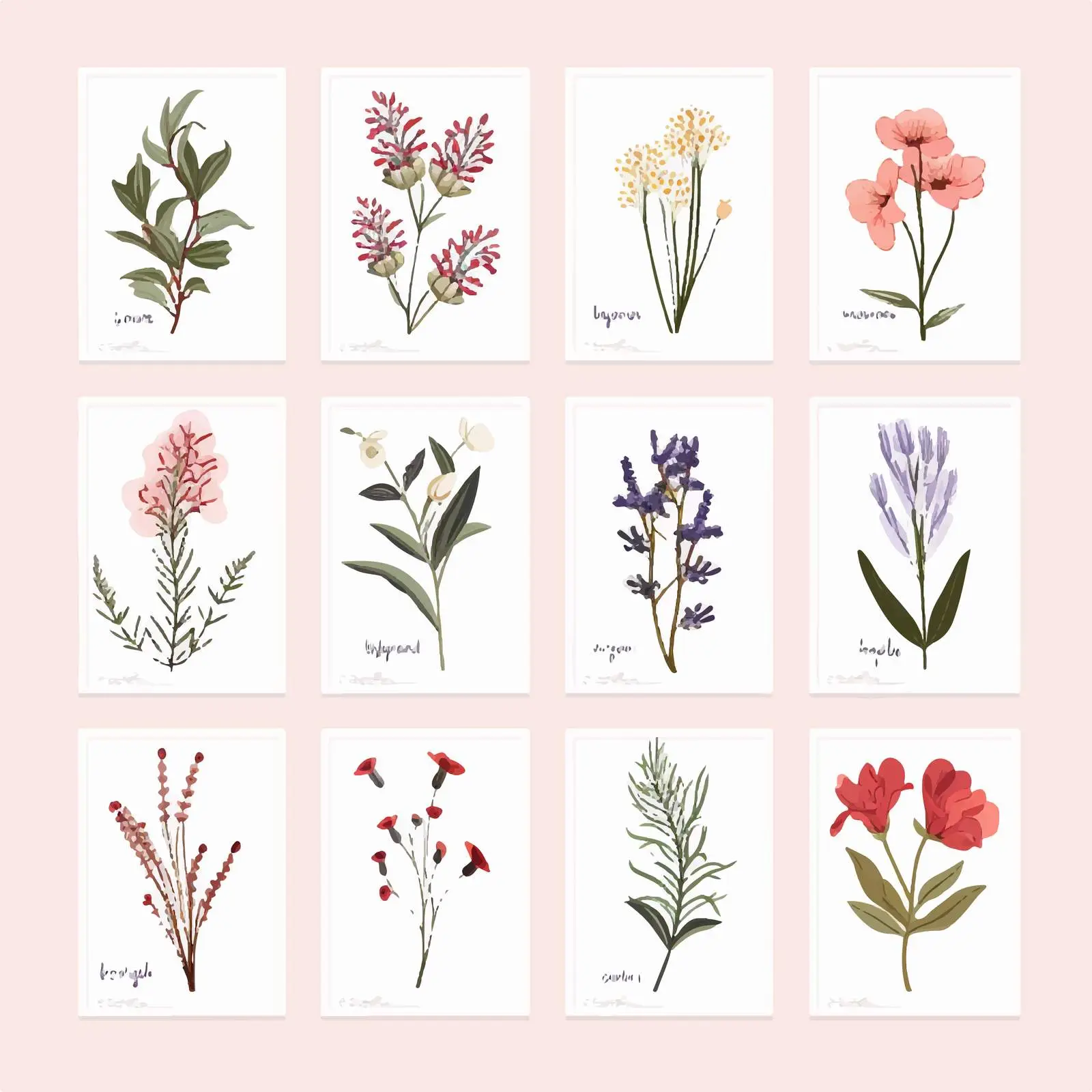 Botanical Floral Cards and Posters Collection — free download from Dotvec