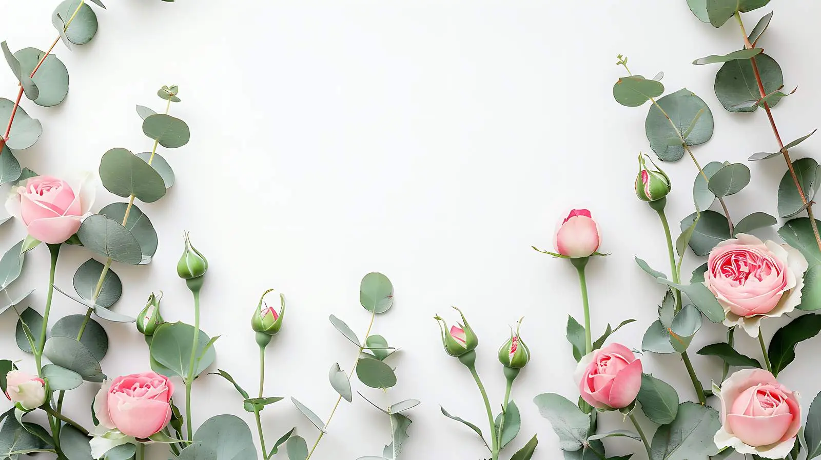 Elegant Pink Roses and Eucalyptus Floral Composition – free expression image from Dotvec