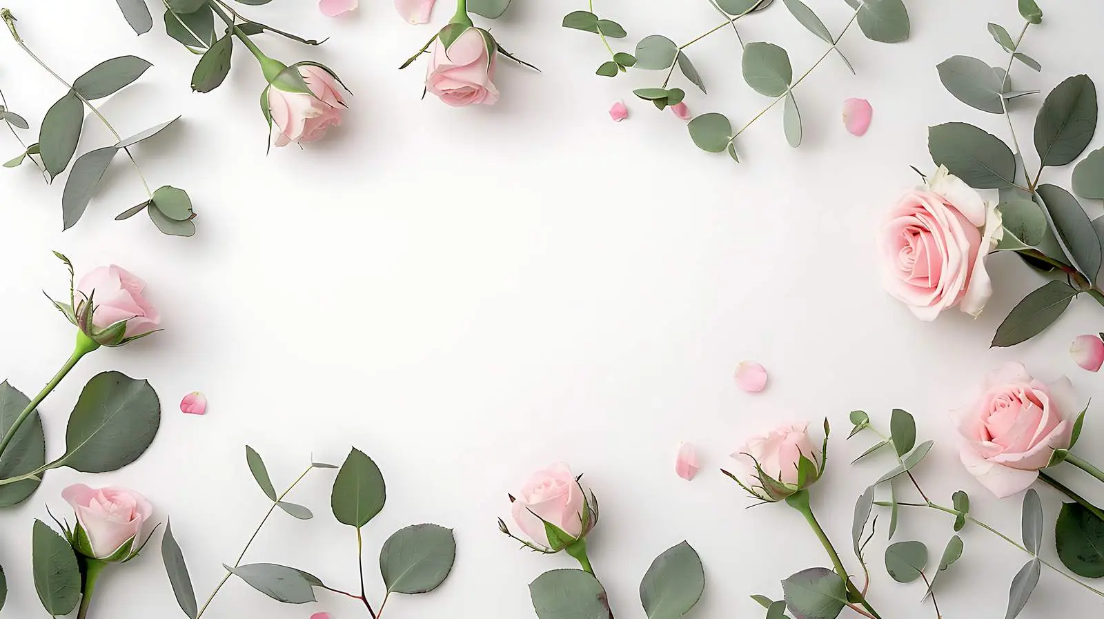 Pink Rose Flower Buds and Eucalyptus Composition – free buds image from Dotvec