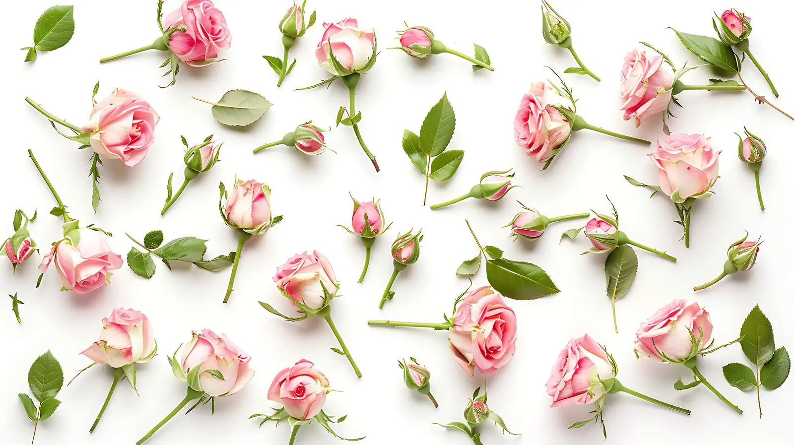 Delicate Pink Rose Buds and Leaves Arrangement – free flower details image from Dotvec
