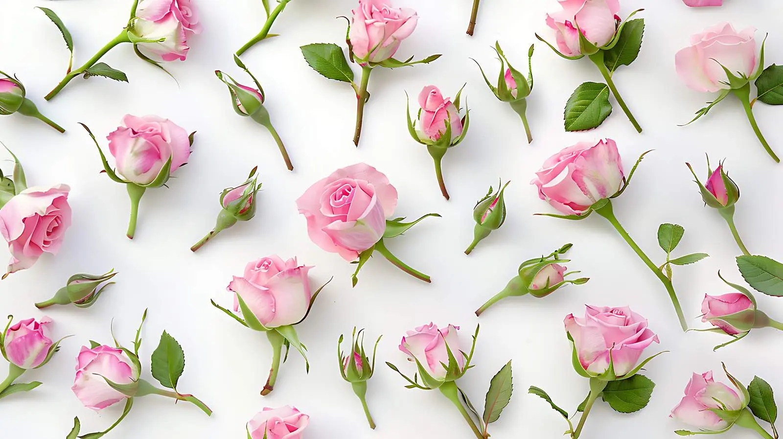 Pink Rose Buds and Leaves Floral Composition — free download from Dotvec