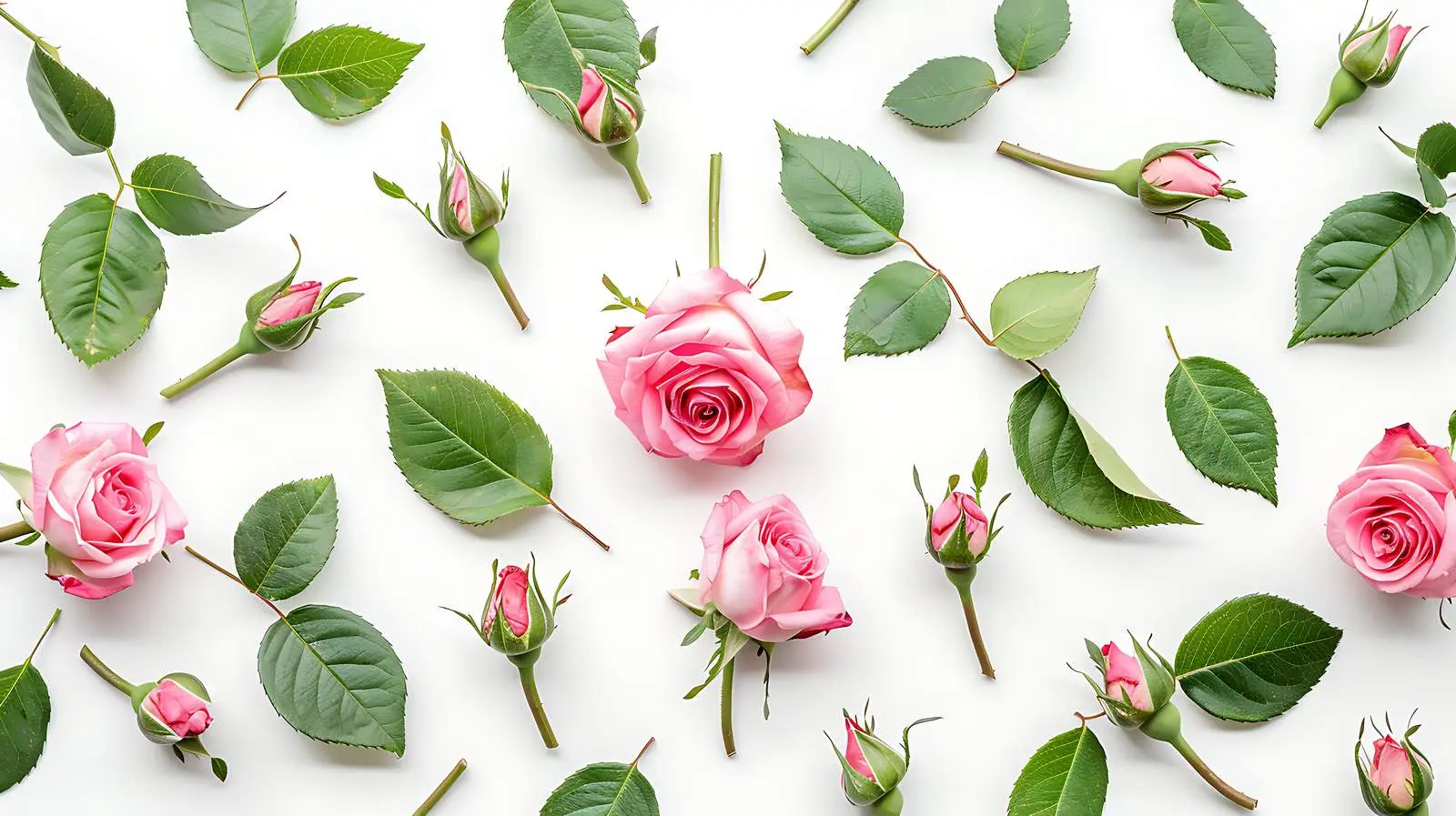 Elegant Floral Composition with Pink Roses and Leaves — free download from Dotvec