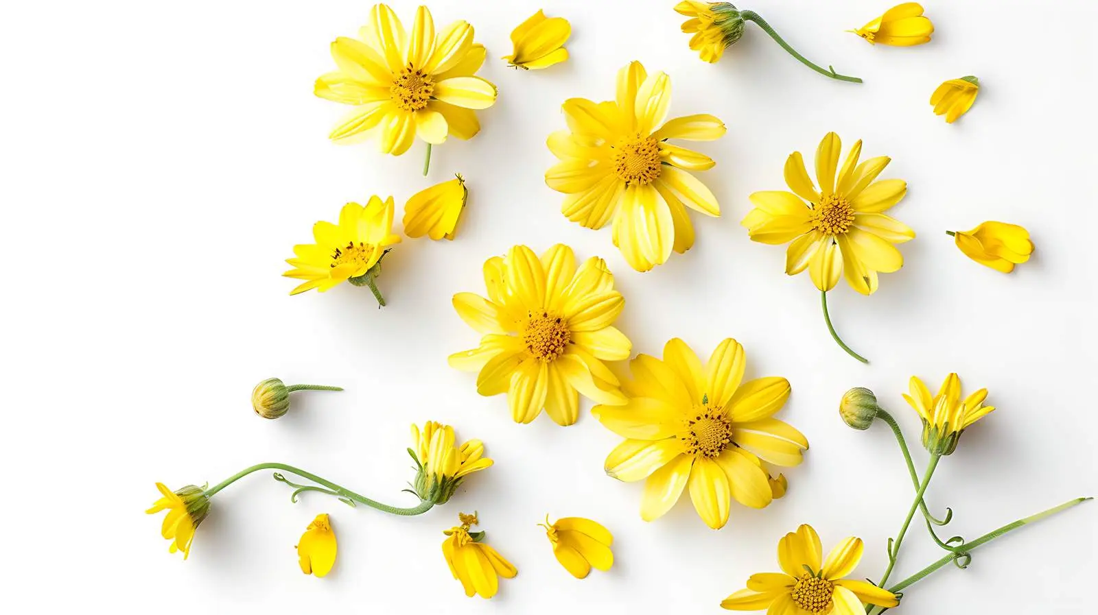 Yellow Daisy Flower Buds on White Background — free download from Dotvec