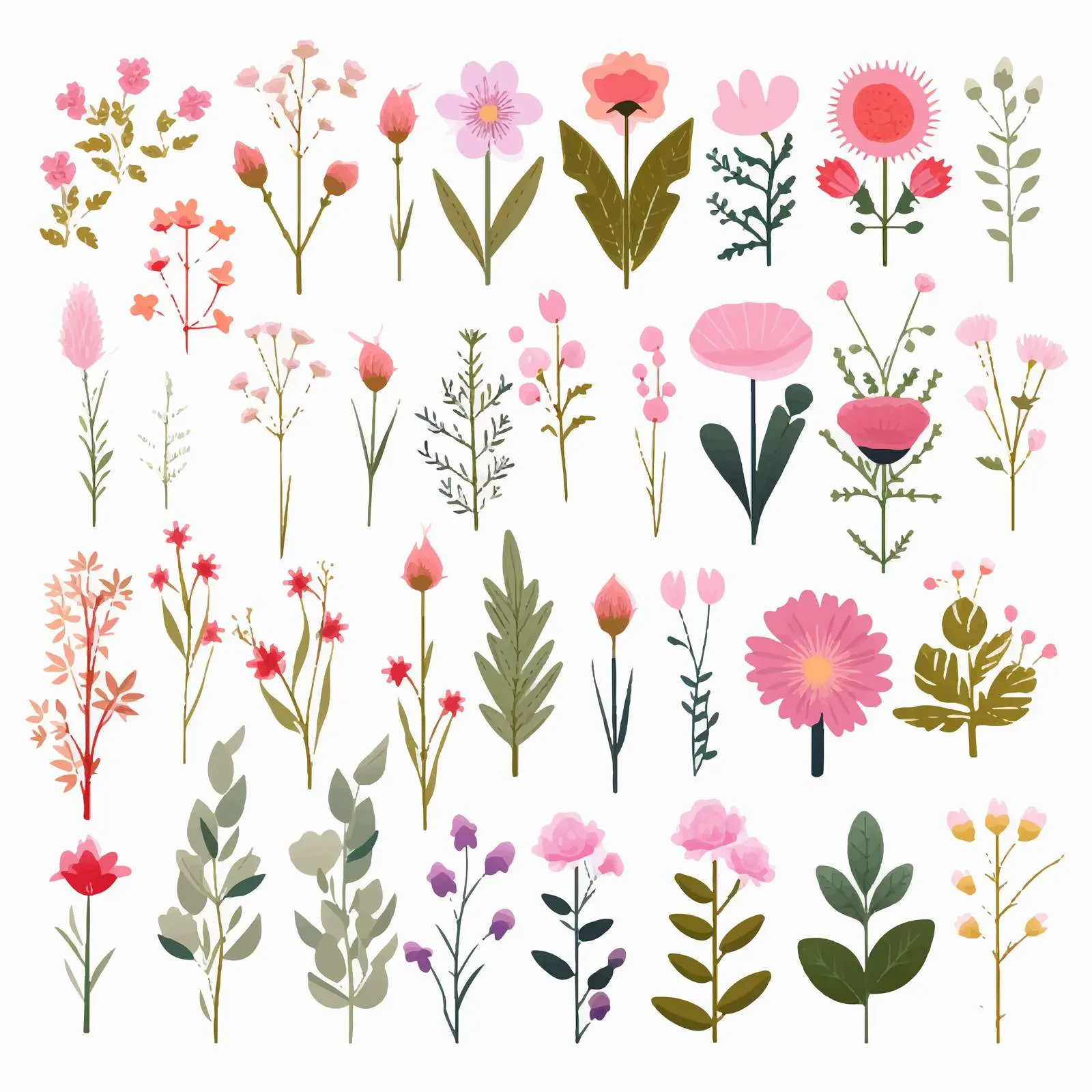 Field and Garden Floral Design Elements Set — free download from Dotvec
