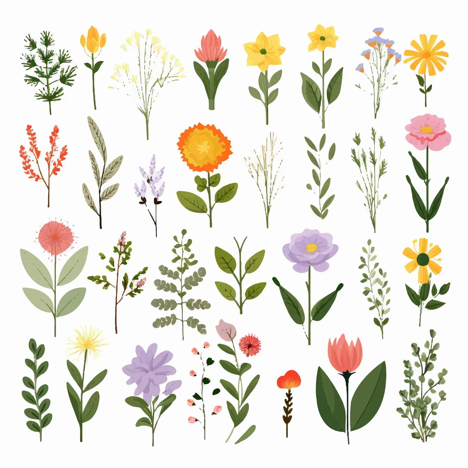 Floral Design Elements: Garden and Wildflowers — free download from Dotvec