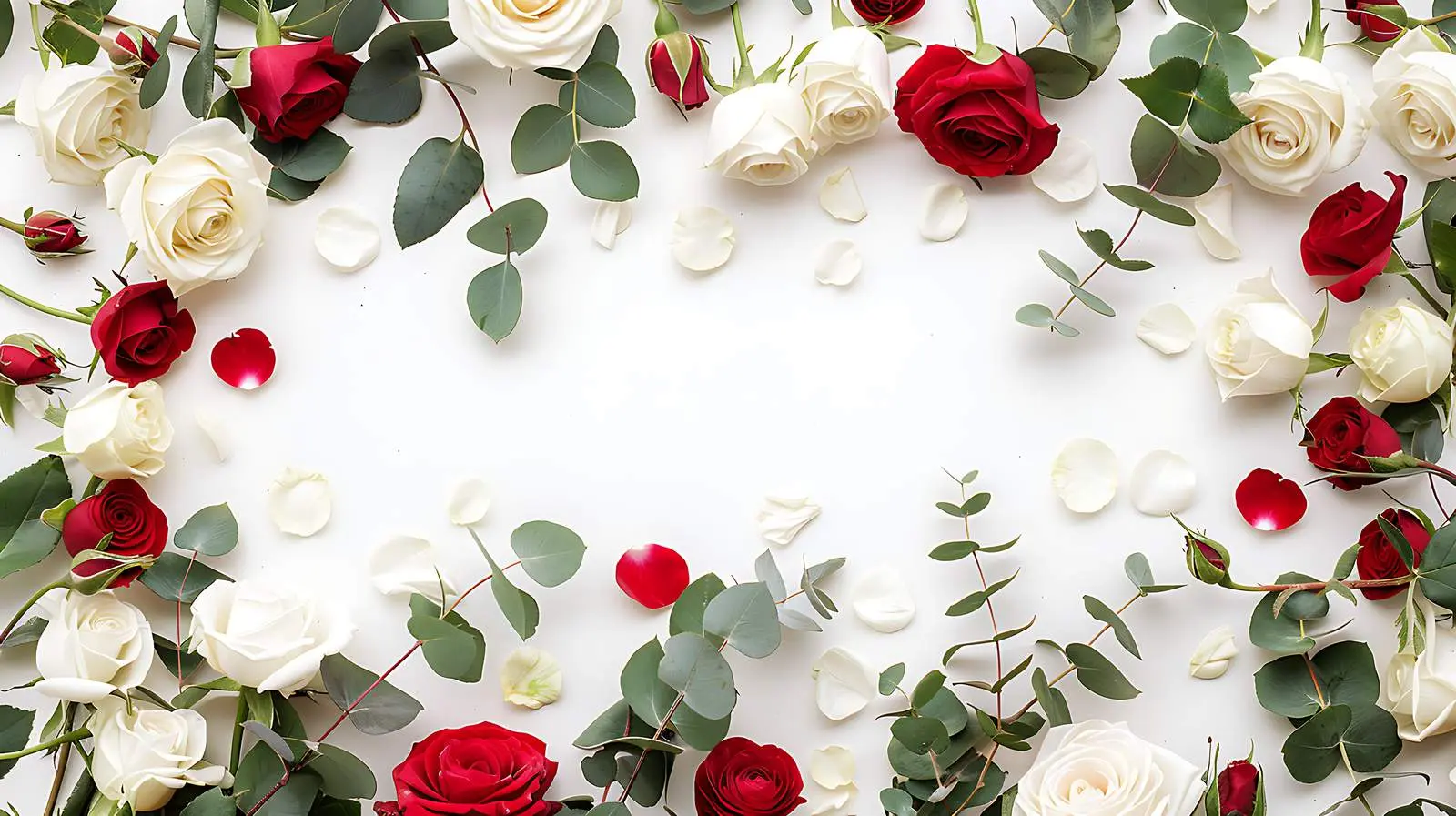 Floral Frame of Red and White Roses – free symbol image from Dotvec