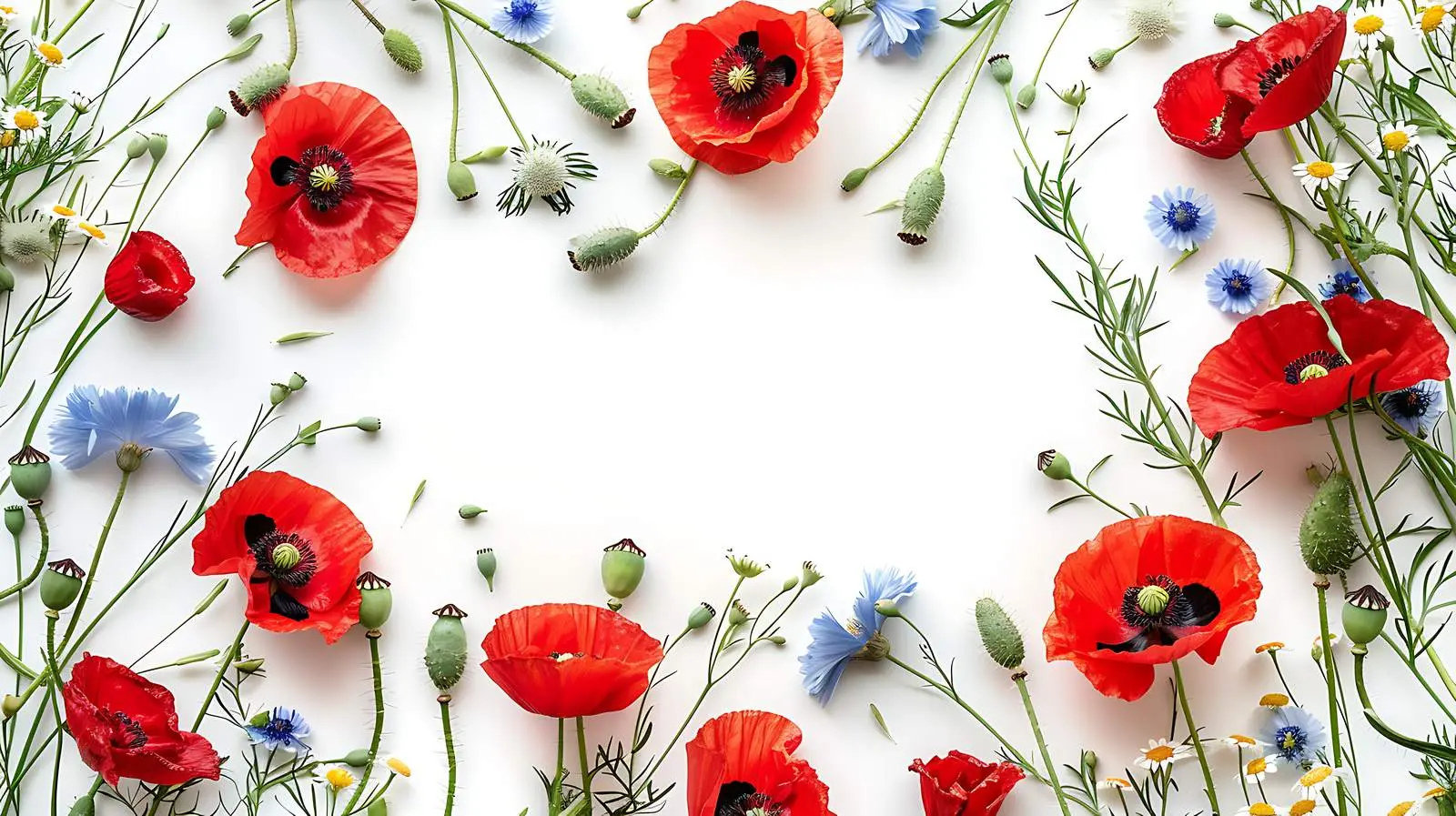 Floral Frame with Chamomile and Cornflowers – free floral frame image from Dotvec