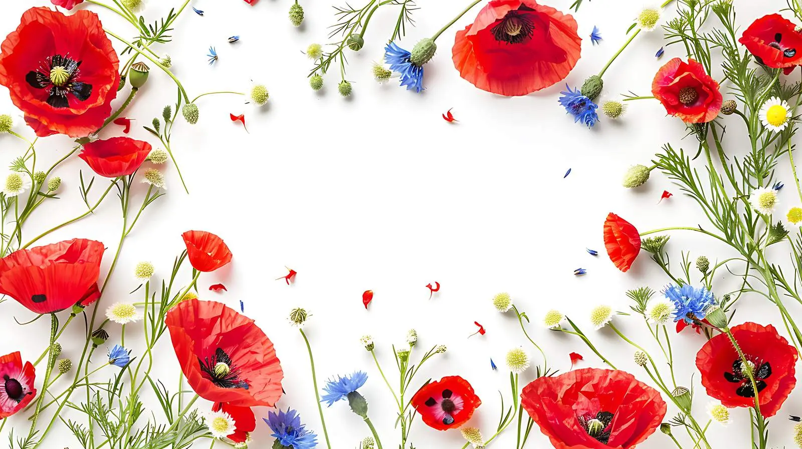 Floral Frame with Chamomile and Cornflowers – free settings image from Dotvec