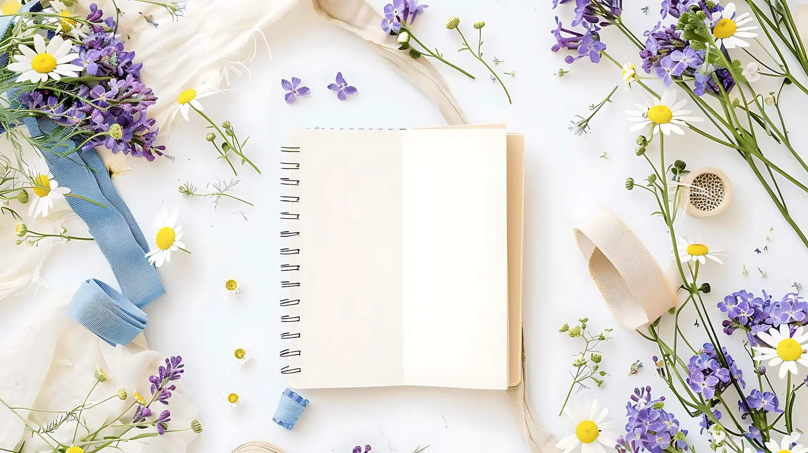 Floral Frame with Lilac and Chamomile Accents – free feminine image from Dotvec