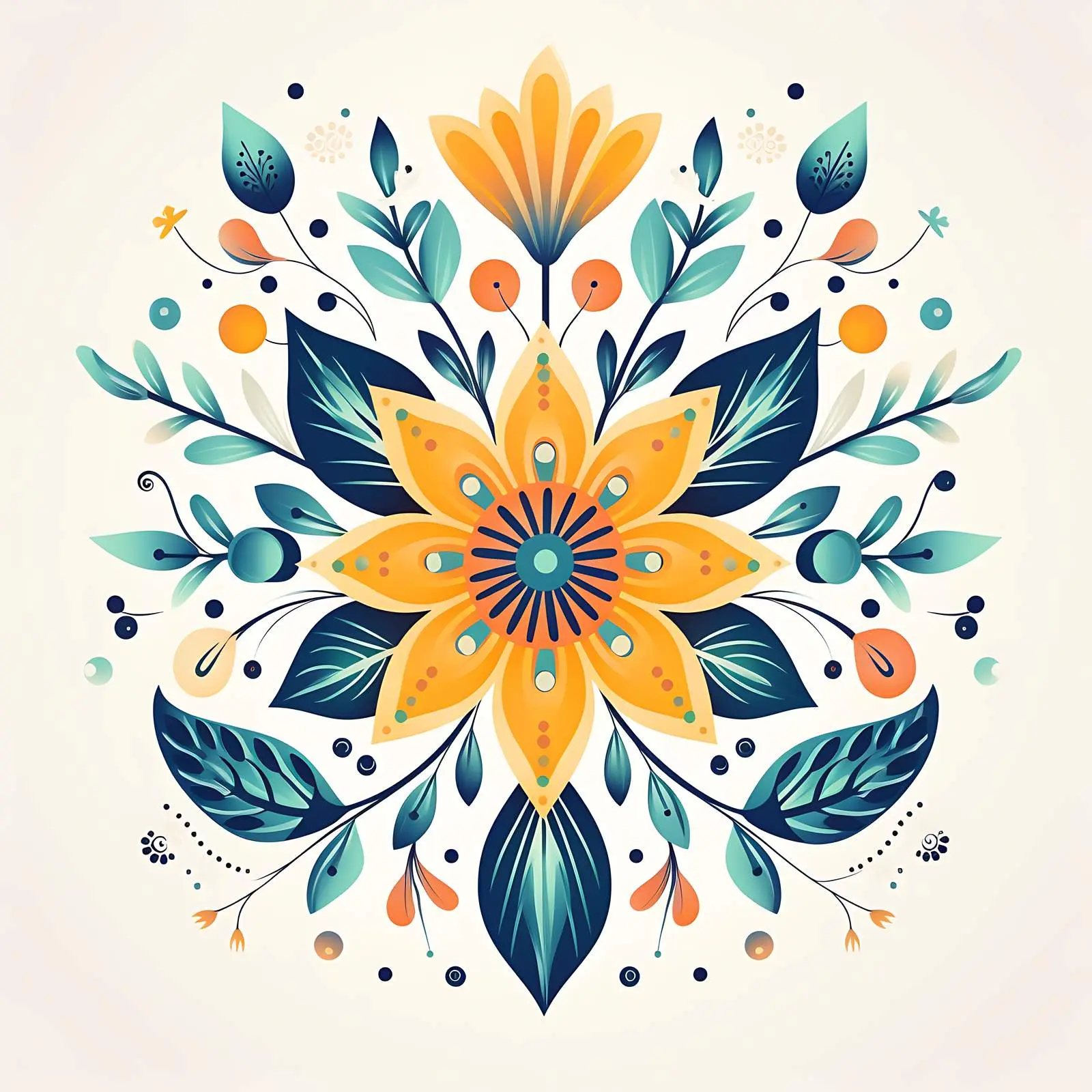 Beautiful Floral Pattern for Postcard Design – free geometry image from Dotvec