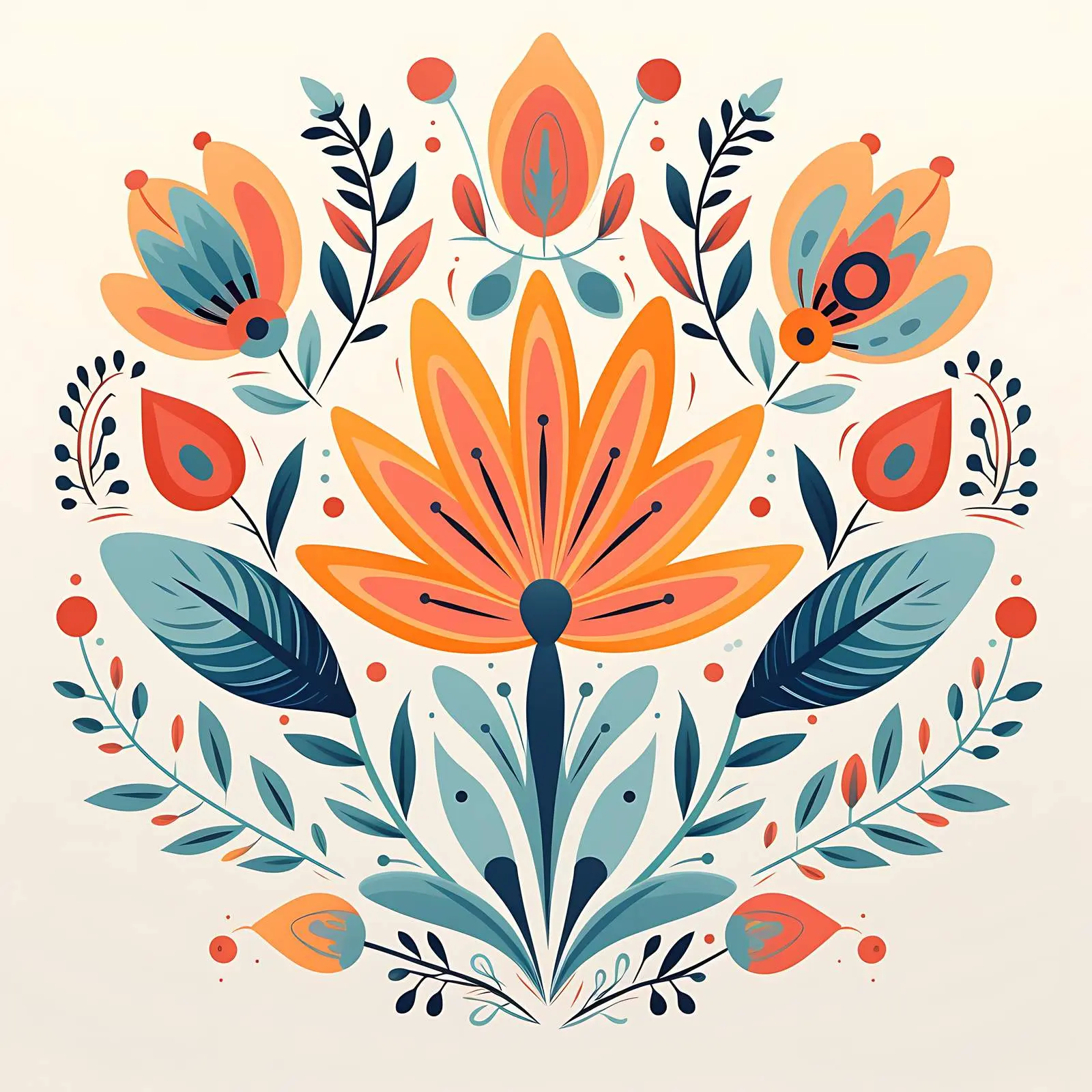 Beautiful Floral Pattern for Postcard Design – free geometry image from Dotvec