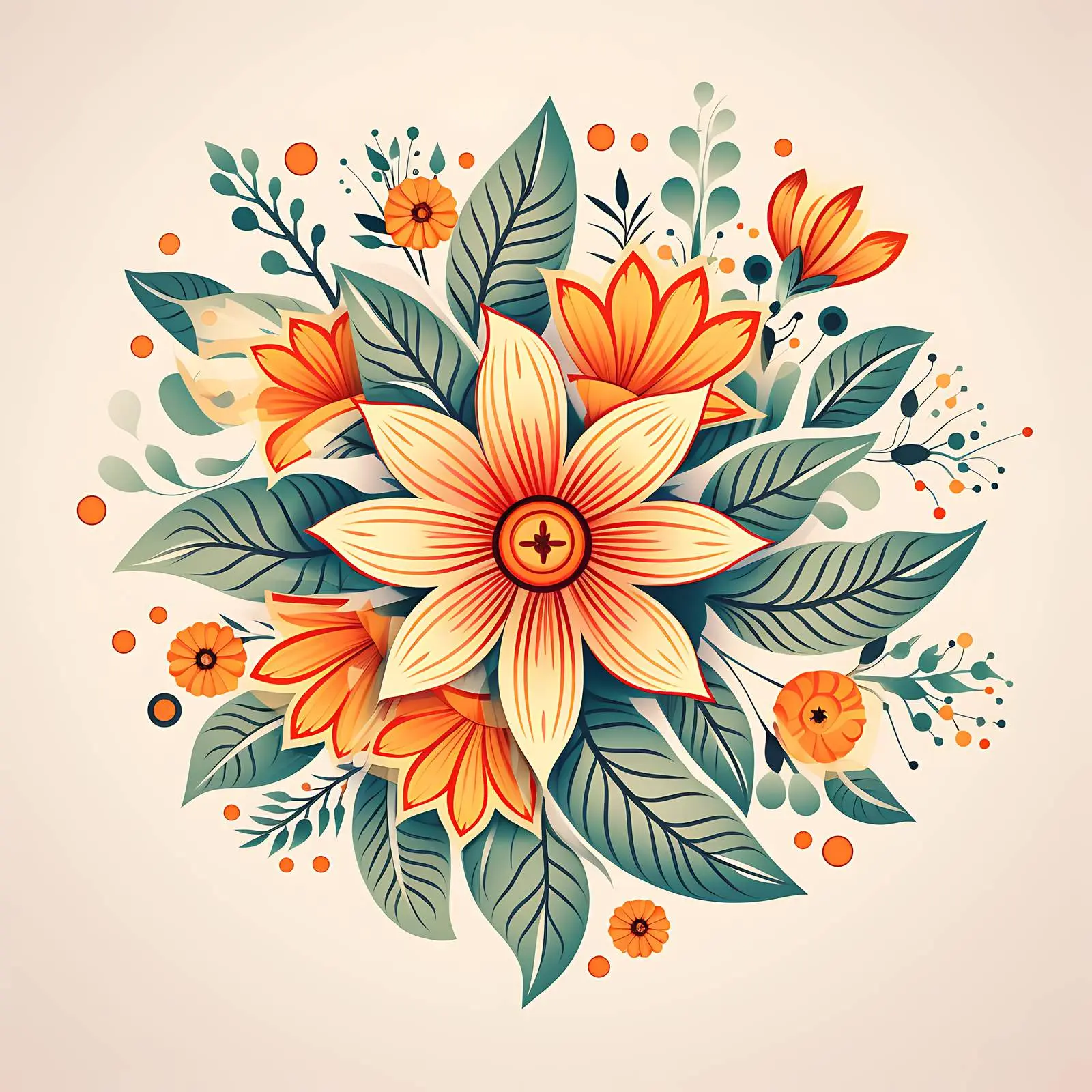 Elegant Floral Pattern for Postcard Design – free geometry image from Dotvec