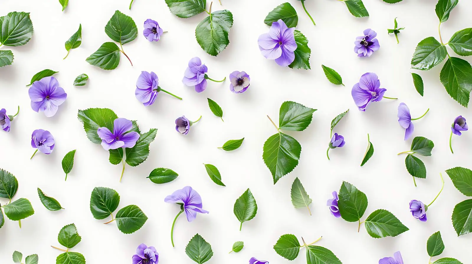 Purple Floral Pattern with Green Leaves – free art print image from Dotvec