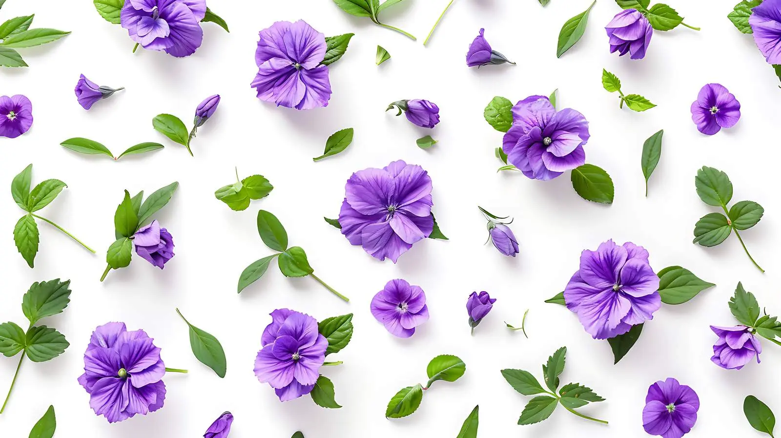Purple Floral Pattern with Green Leaves – free face image from Dotvec