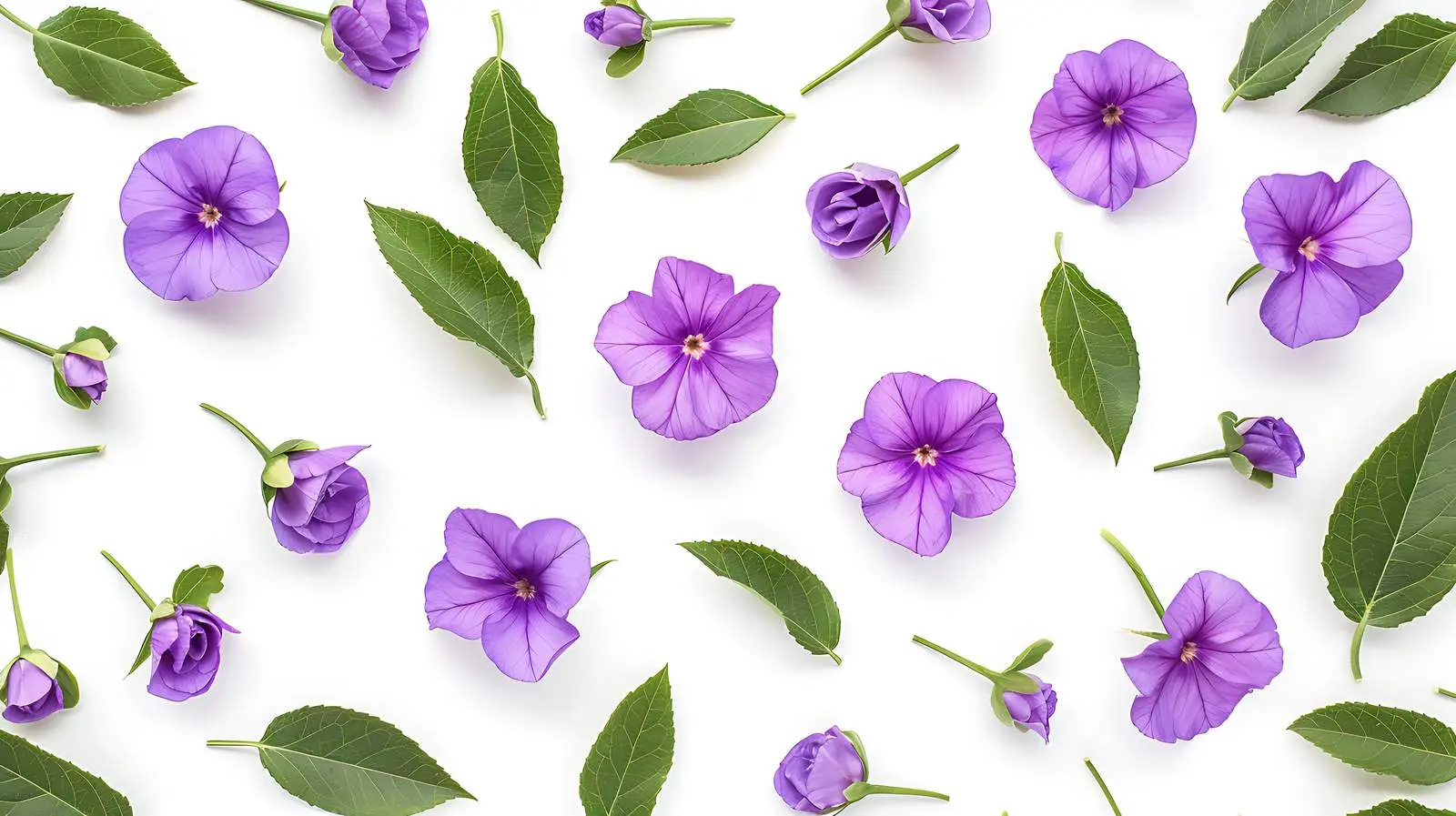 Purple Floral Pattern with Green Leaves – free abstract image from Dotvec