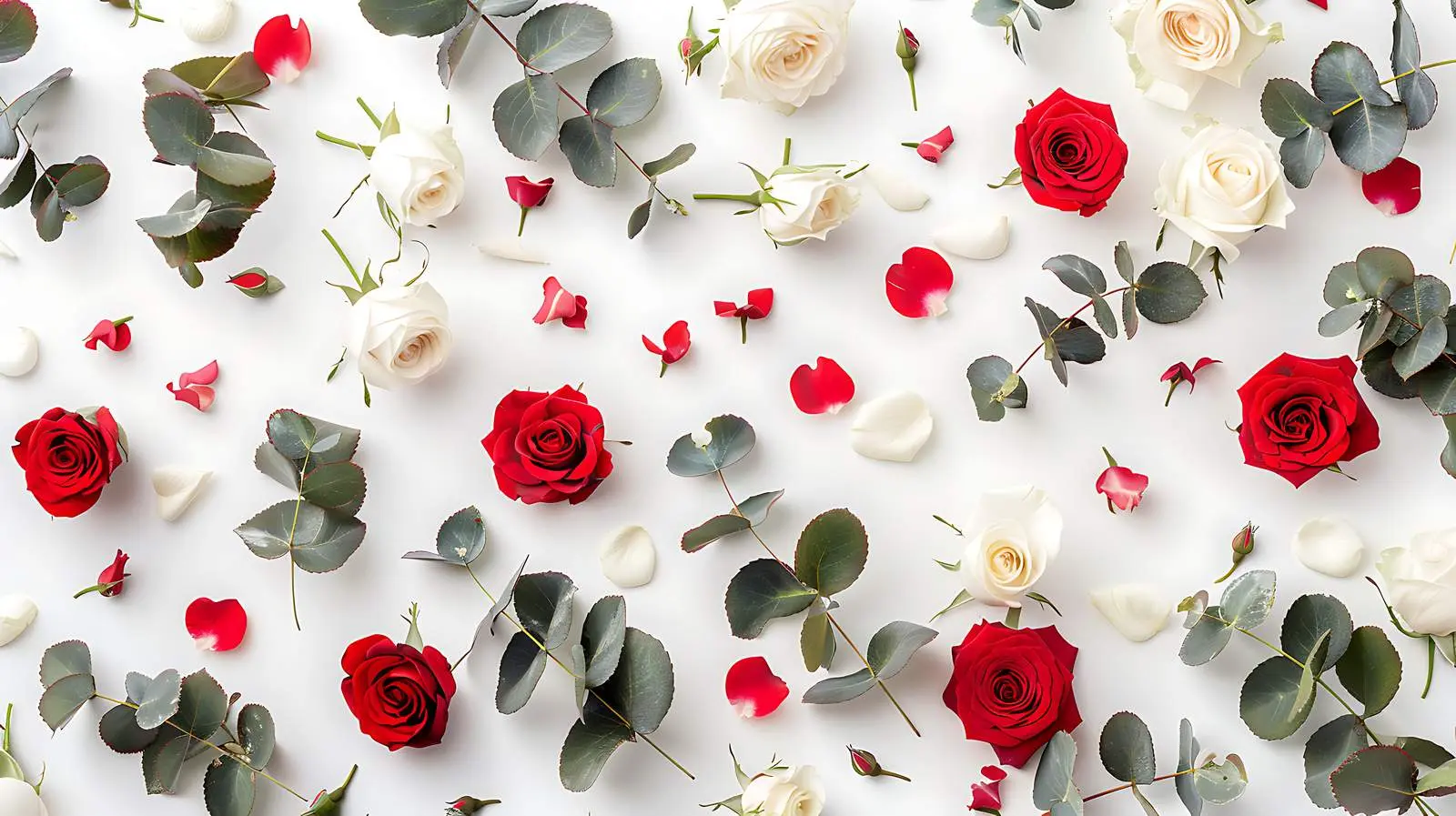 Red and White Rose Flower Buds Floral Pattern – free colorful flowers image from Dotvec