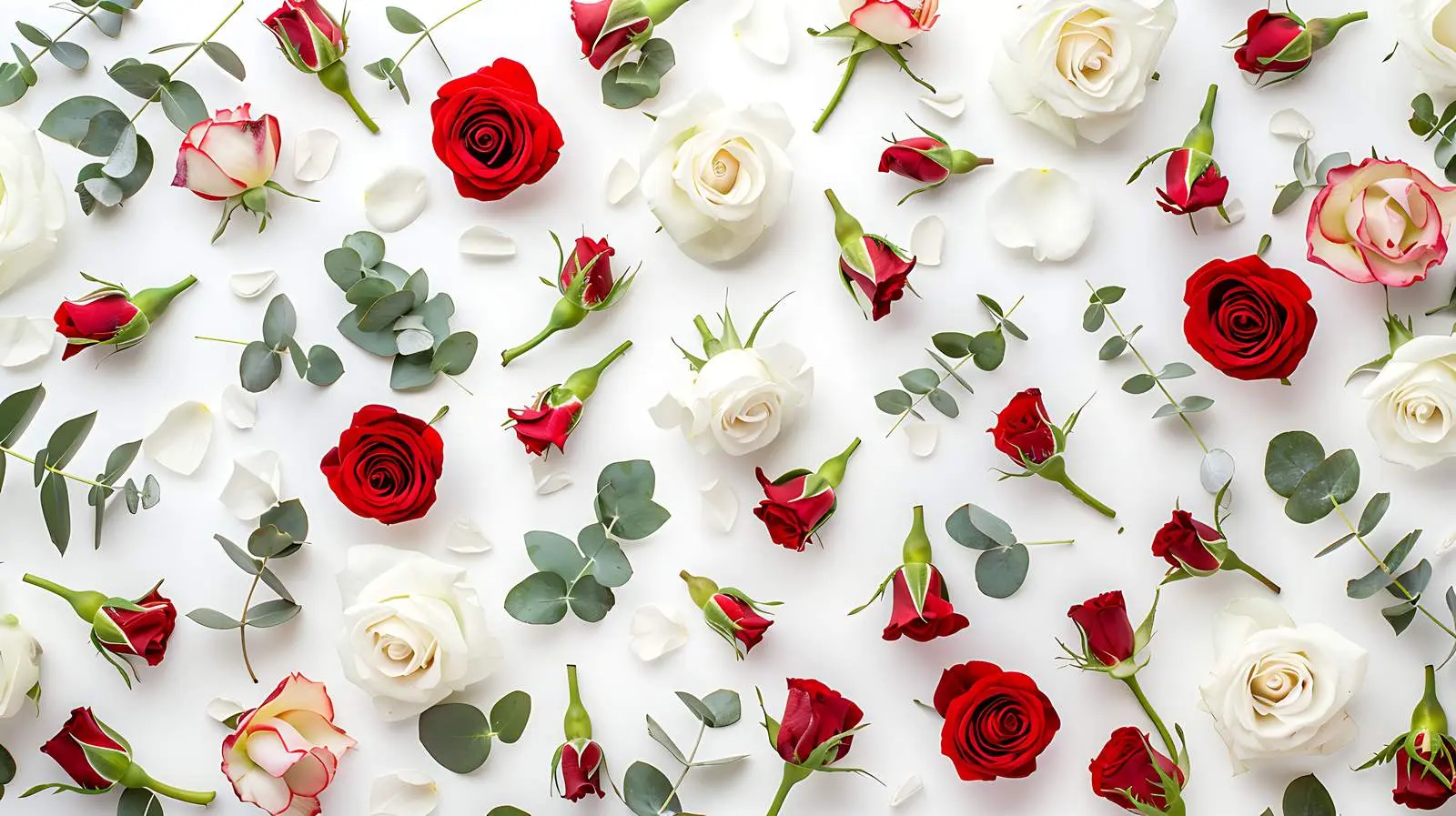 Red and White Rose Floral Pattern – free abstract image from Dotvec