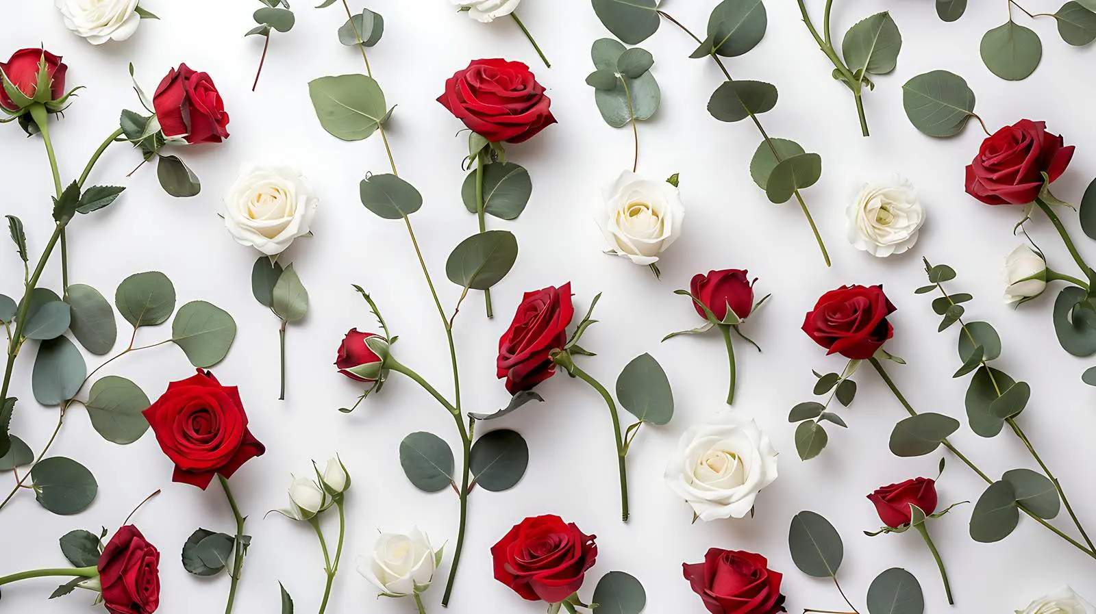 Red and White Rose Flower Buds Floral Pattern – free abstract image from Dotvec