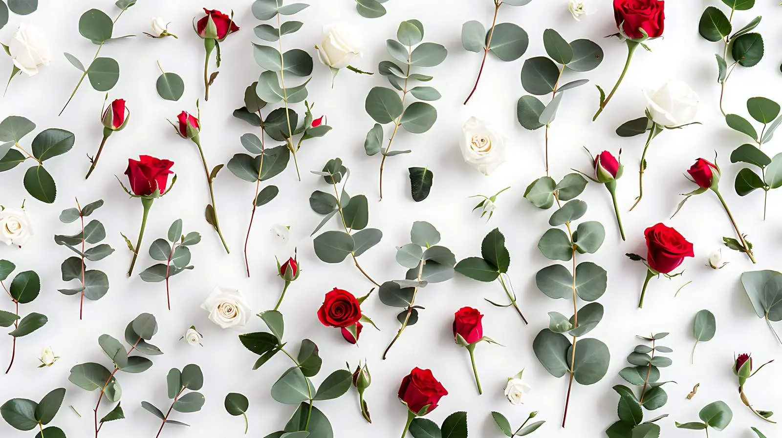 Red and White Rose Flower Buds Floral Pattern – free prints image from Dotvec