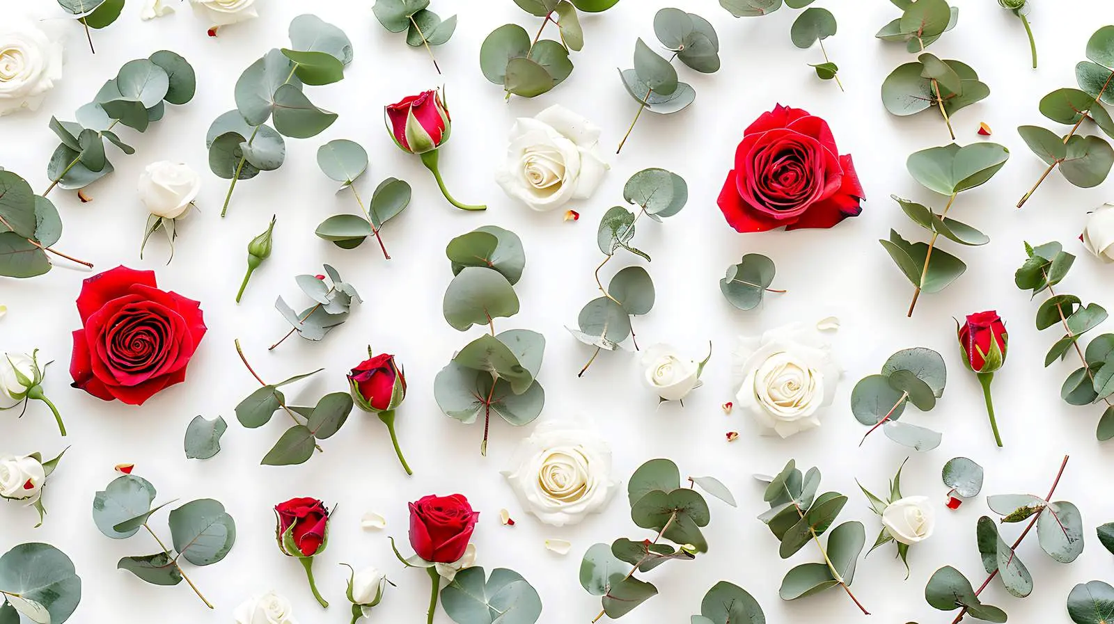 Red and White Rose Floral Pattern Design – free prints image from Dotvec