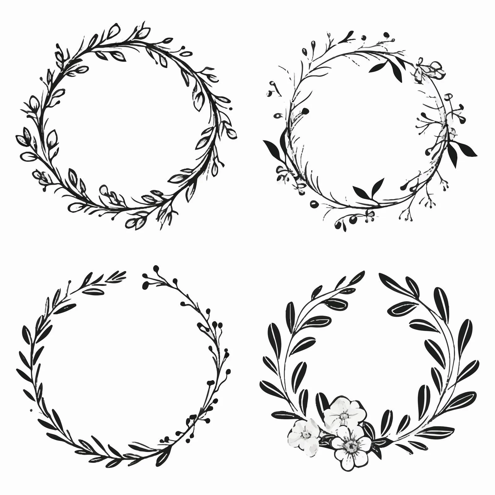 Hand-Drawn Floral Round Wreaths Collection — free download from Dotvec