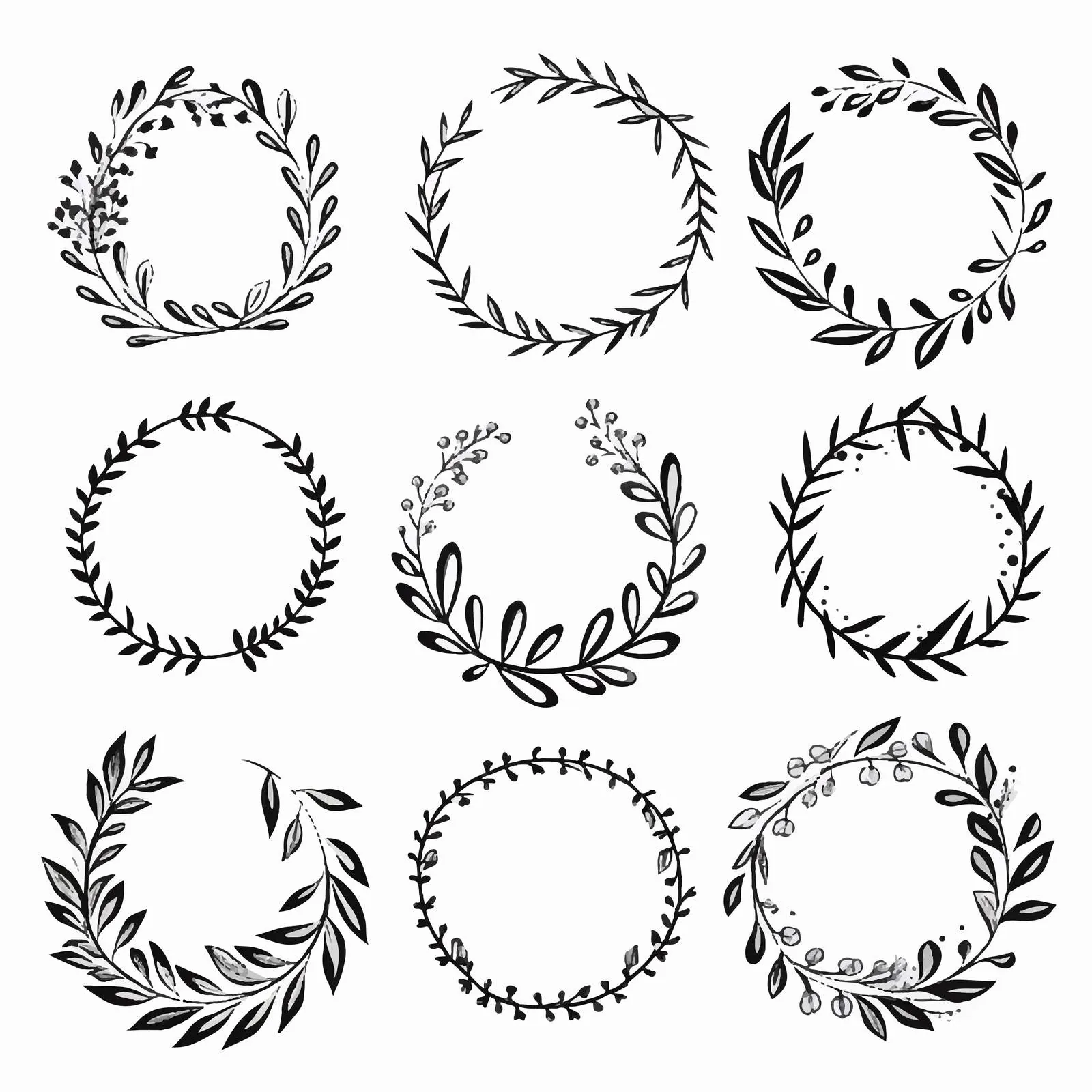 Hand Drawn Floral Round Wreaths Vector Collection — free download from Dotvec
