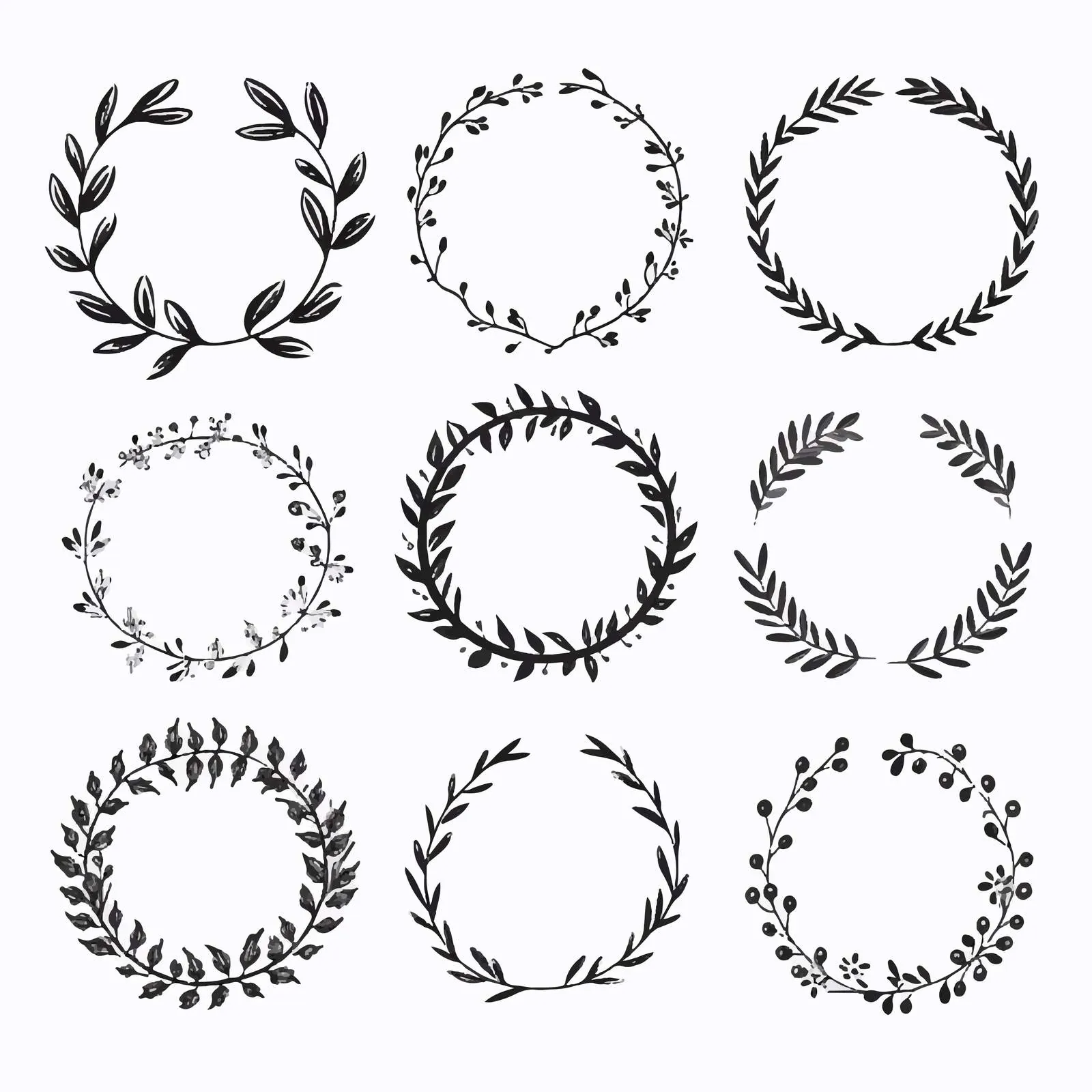 Hand-Drawn Floral Round Wreaths Vector Collection — free download from Dotvec