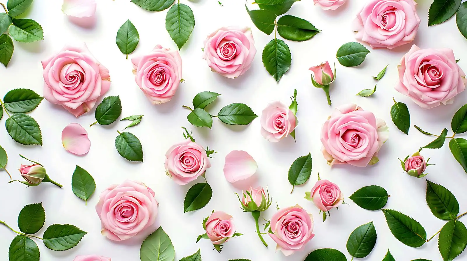Pink Roses and Green Leaves Floral Texture – free prints image from Dotvec