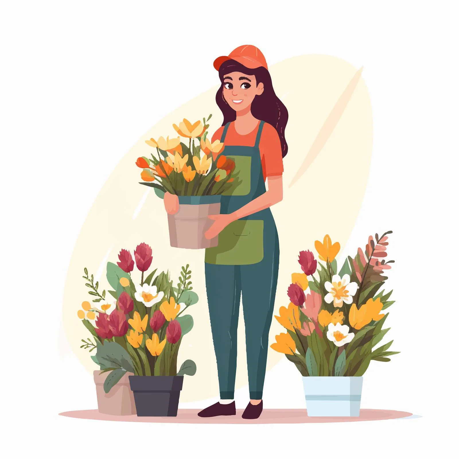 Woman Florist at Outdoor Flower Market — free download from Dotvec