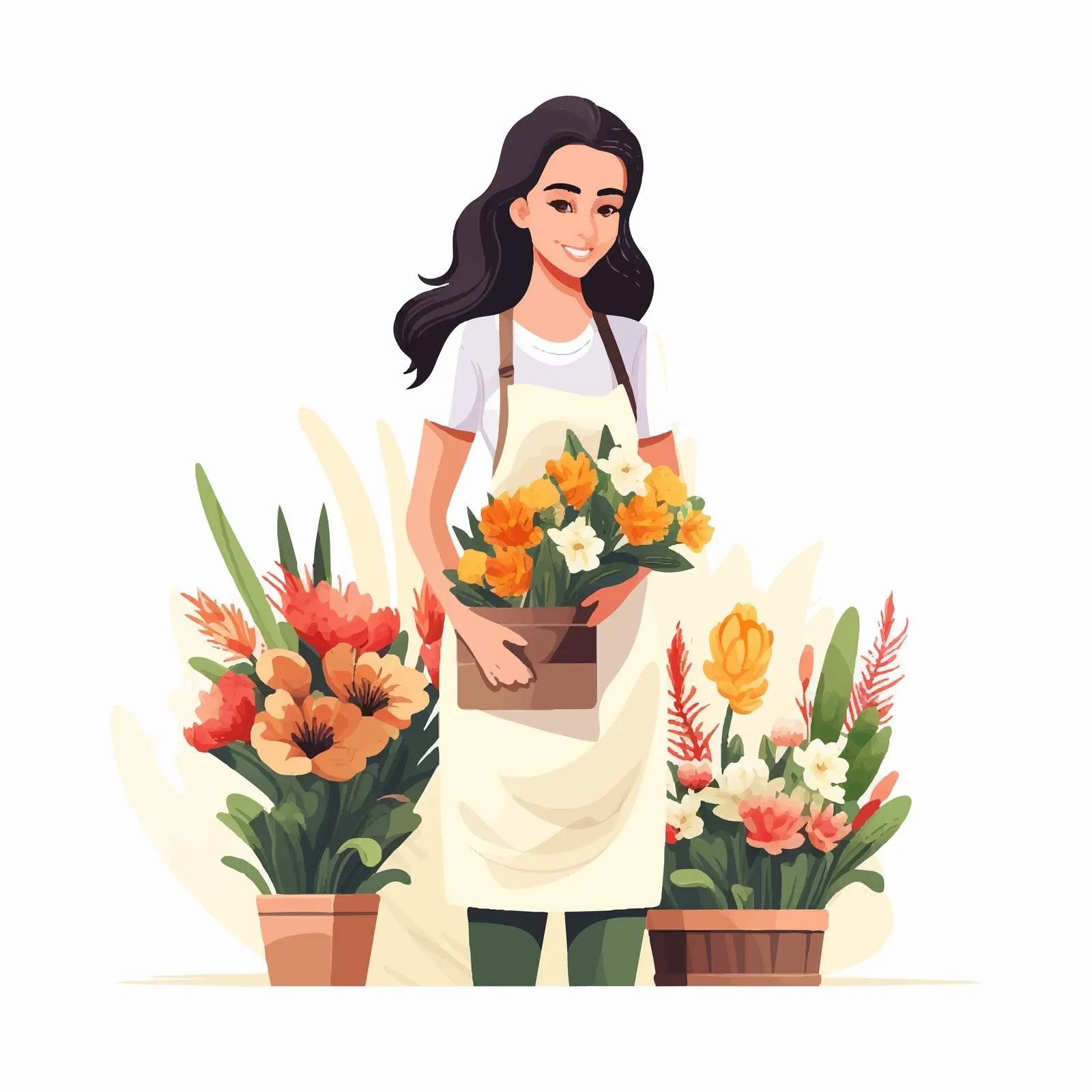 Florist Woman at Flower Market Vendor Outdoor — free download from Dotvec