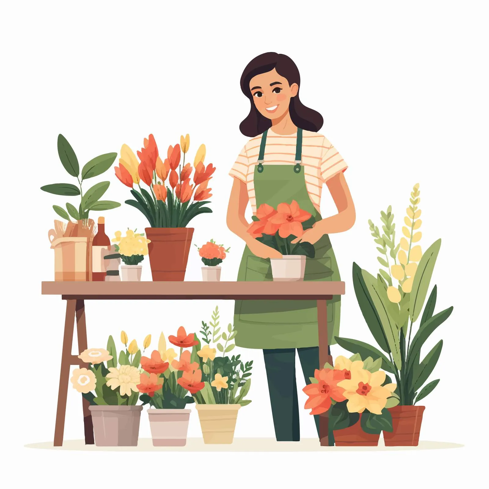 Florist Woman at Outdoor Flower Market — free download from Dotvec