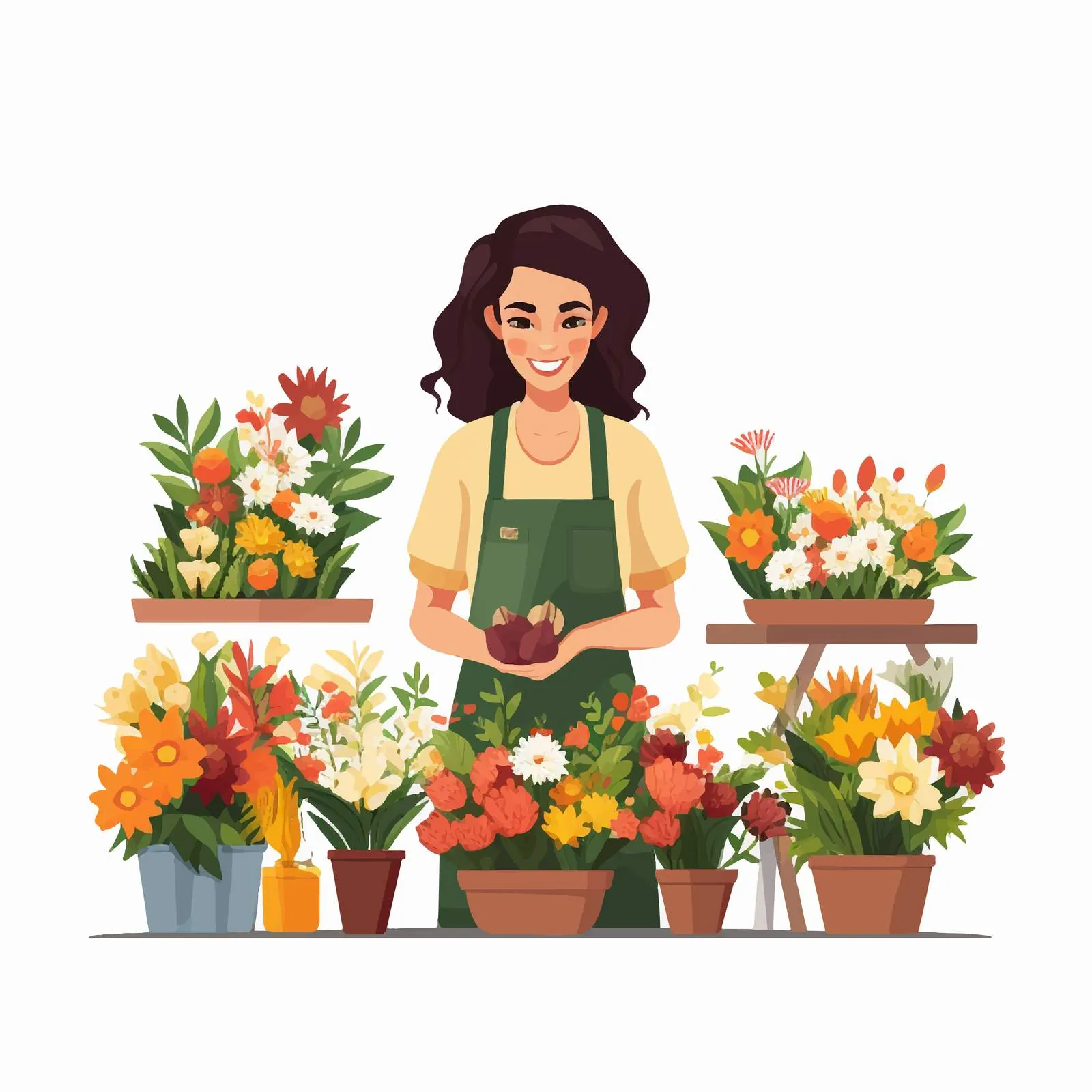 Female Florist at Busy Flower Market – free flower shop image from Dotvec