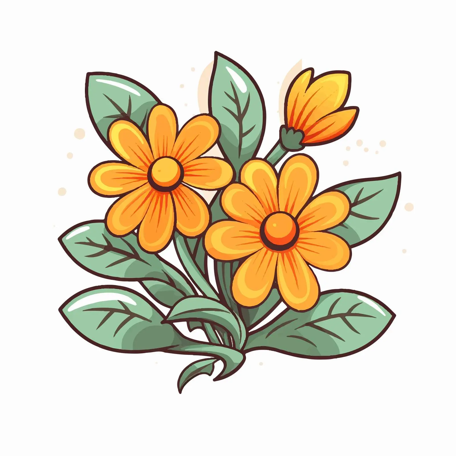Cartoon Flower and Leaf Decorative Vector Icon — free download from Dotvec