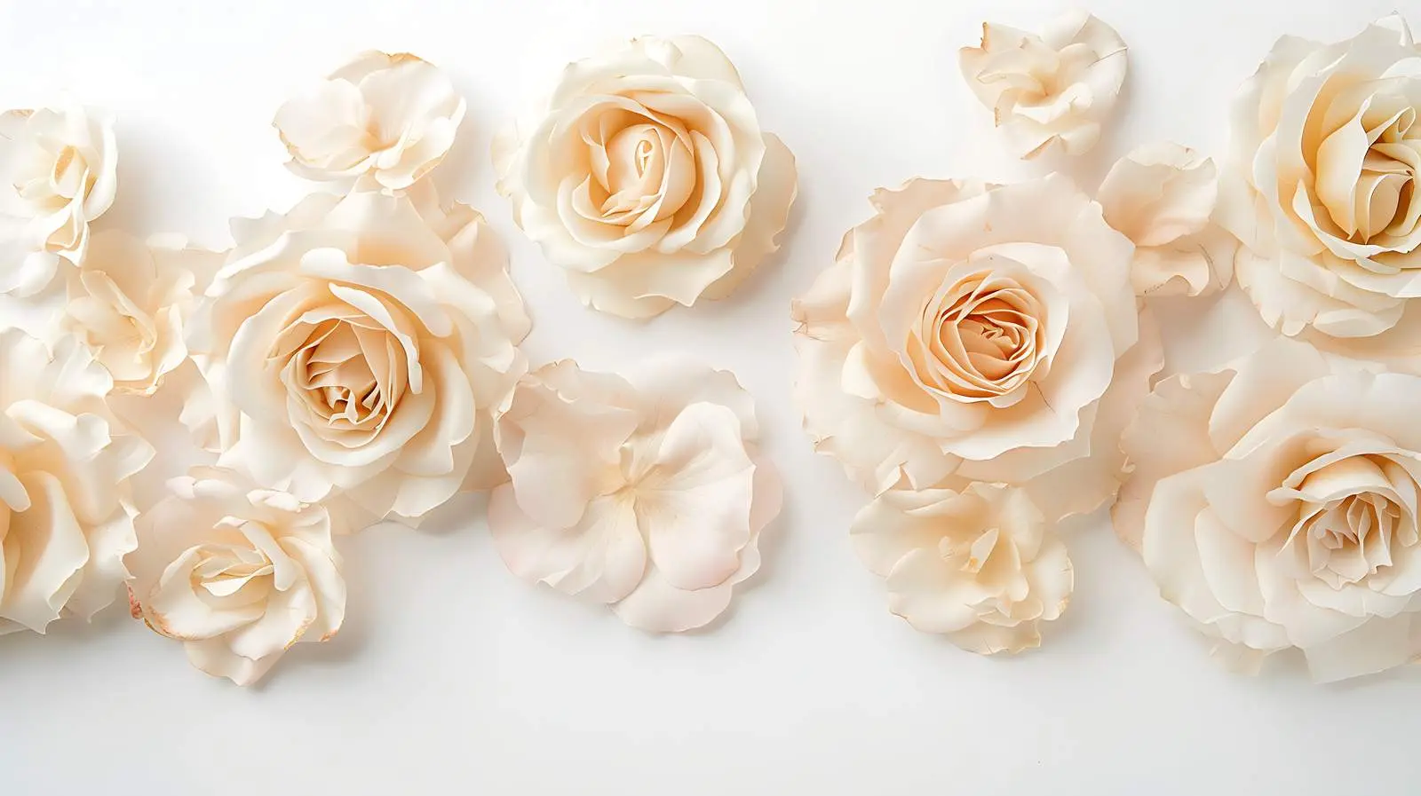 Beige Rose Flower Border Frame on White Background – free images image from Dotvec
