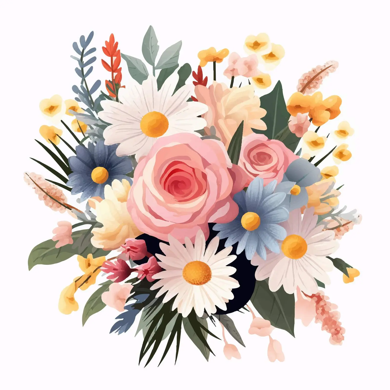 Colorful Flower Bouquet with Blossoms and Stems — free download from Dotvec