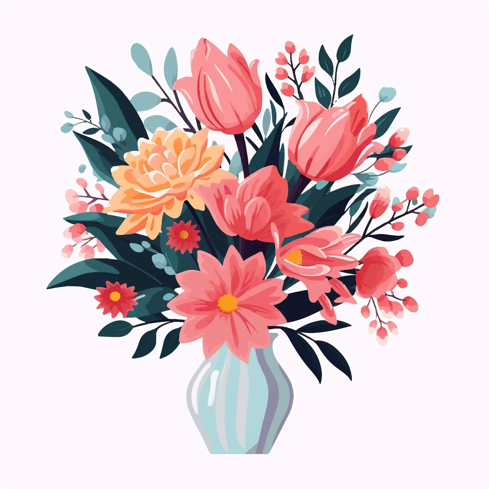 Modern Floral Bouquet in Decorative Vase — free download from Dotvec