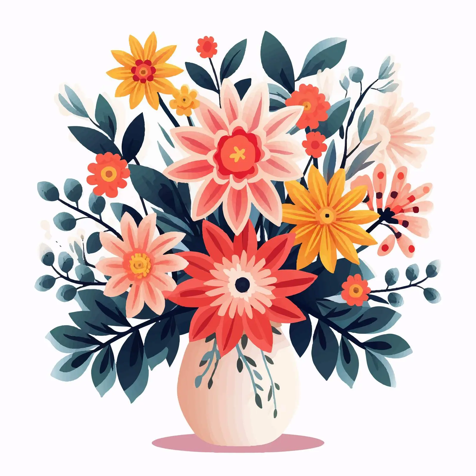 Modern Flower Bouquet in Decorative Vase — free download from Dotvec